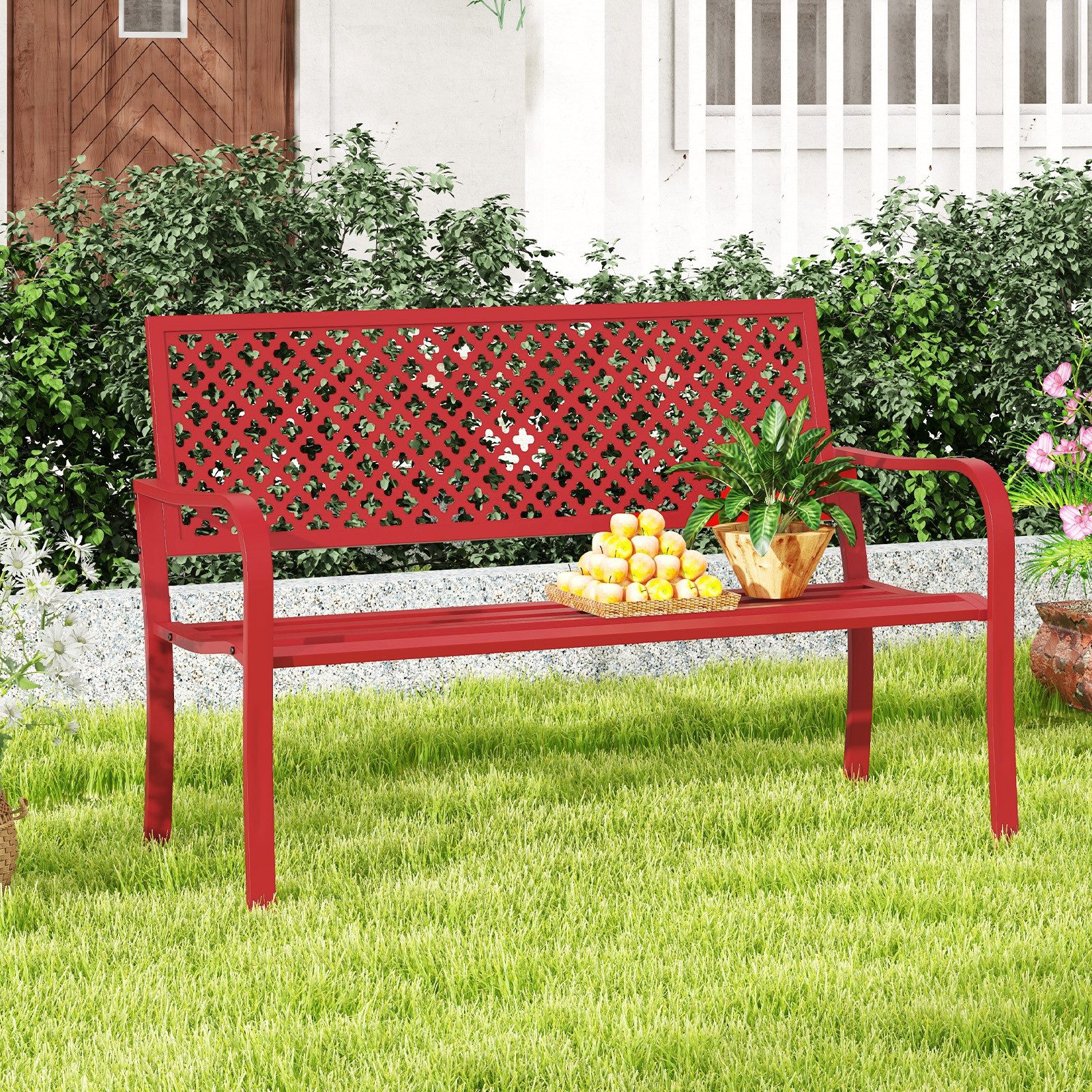 COSTWAY Gartenbank, Sitzbank für 2-3 Sitzer, 127 x 62 x 86 cm