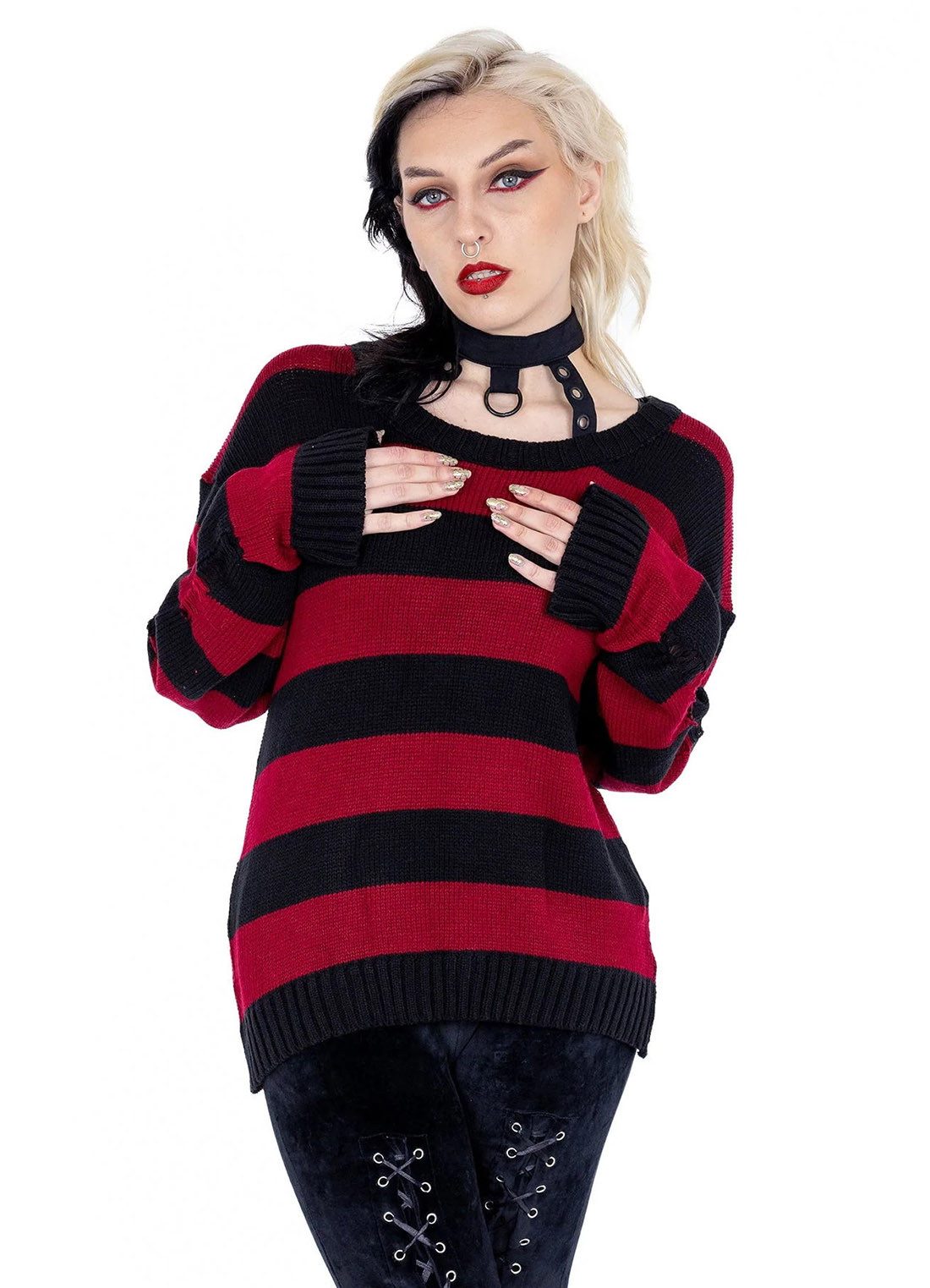 Heartless Strickpullover Vision Punk Gestreift Streifen günstig online kaufen