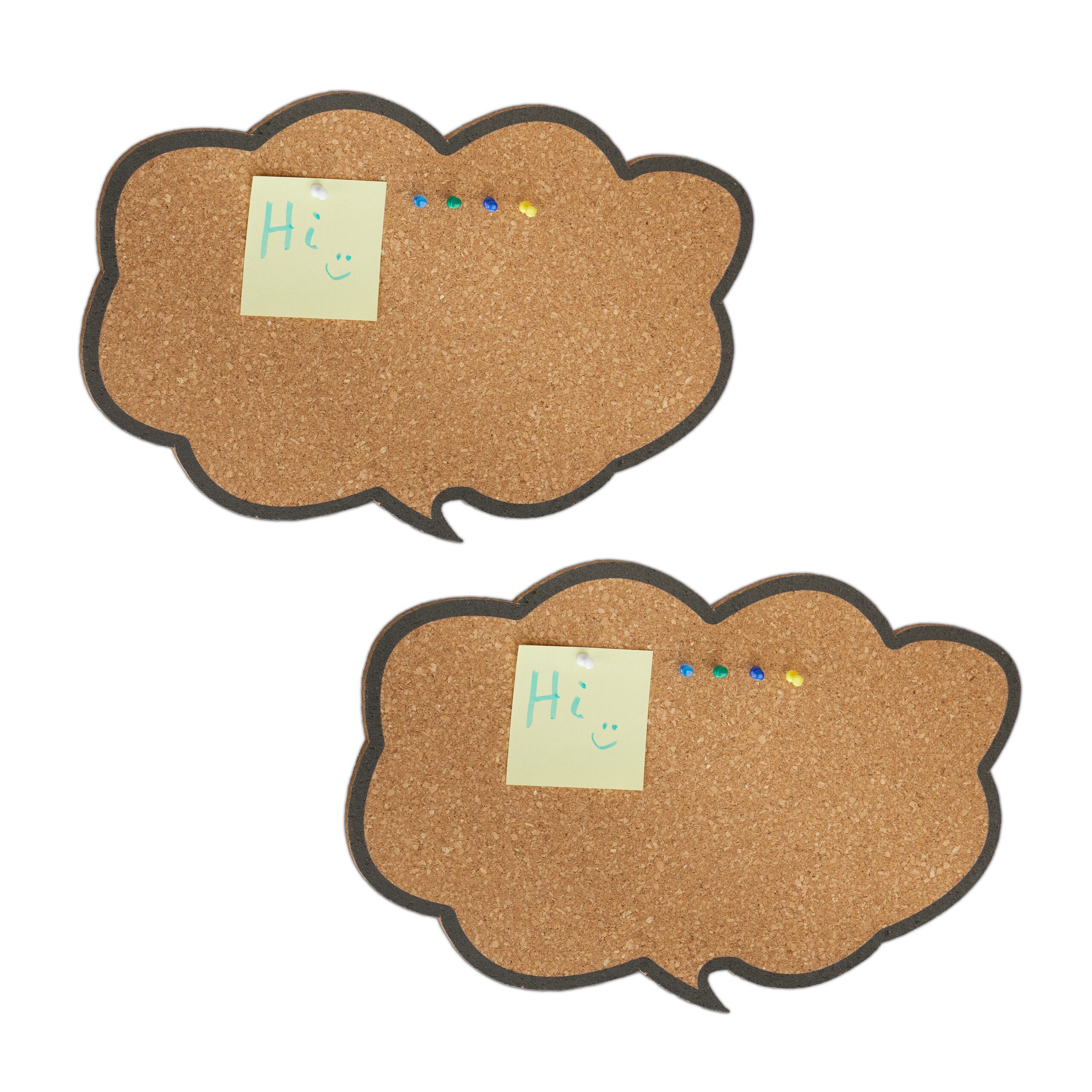 relaxdays Pinnwand 2er Set Korkpinnwand Gedankenwolke, (12-tlg) günstig online kaufen