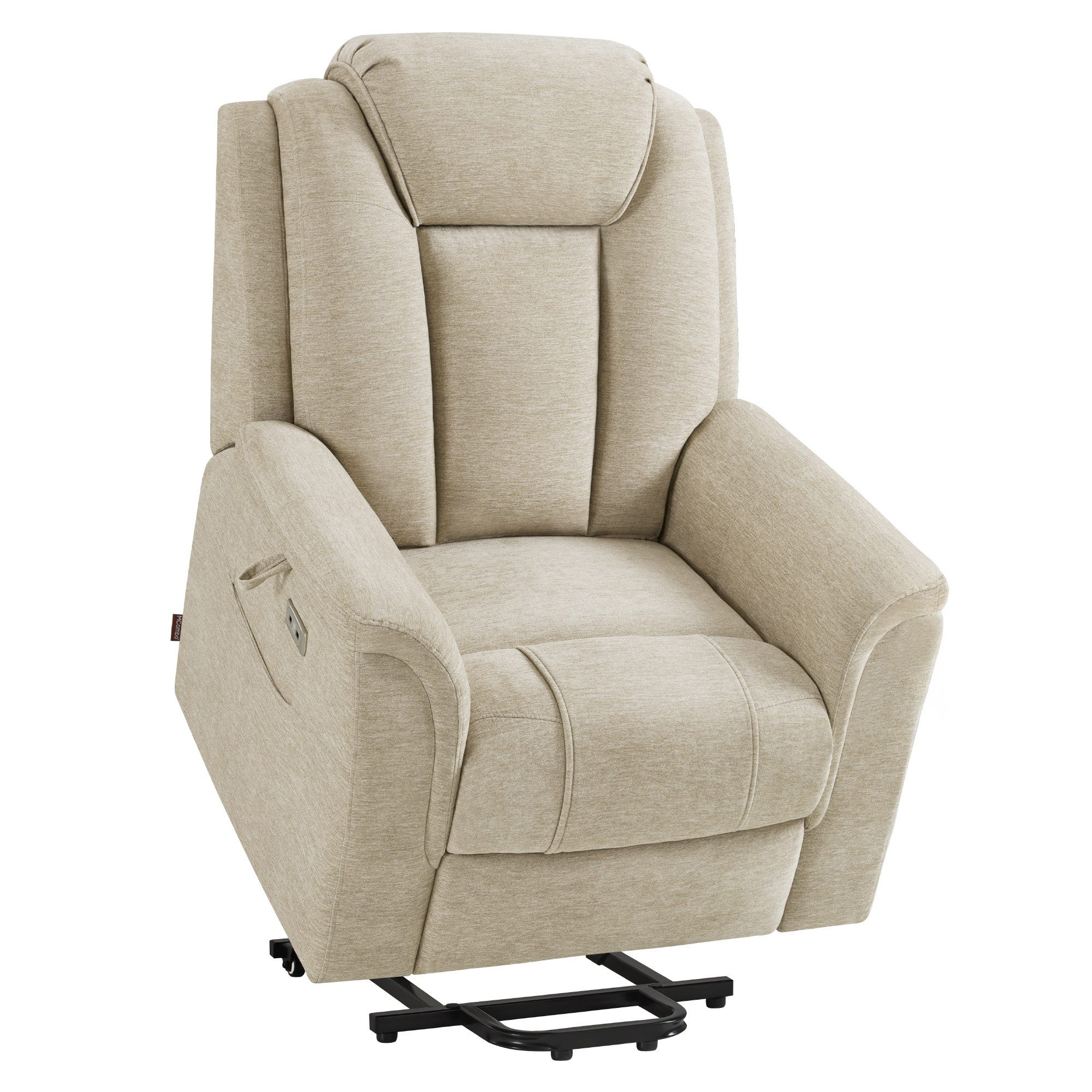 MCombo Relaxsessel M MCombo Fernsehsessel mit Aufstehhilfe, Verstellbare Kopfstütze, 7269, mit Rollen, Massage & Heizung, 35D Vollschaum-Sitzkissen