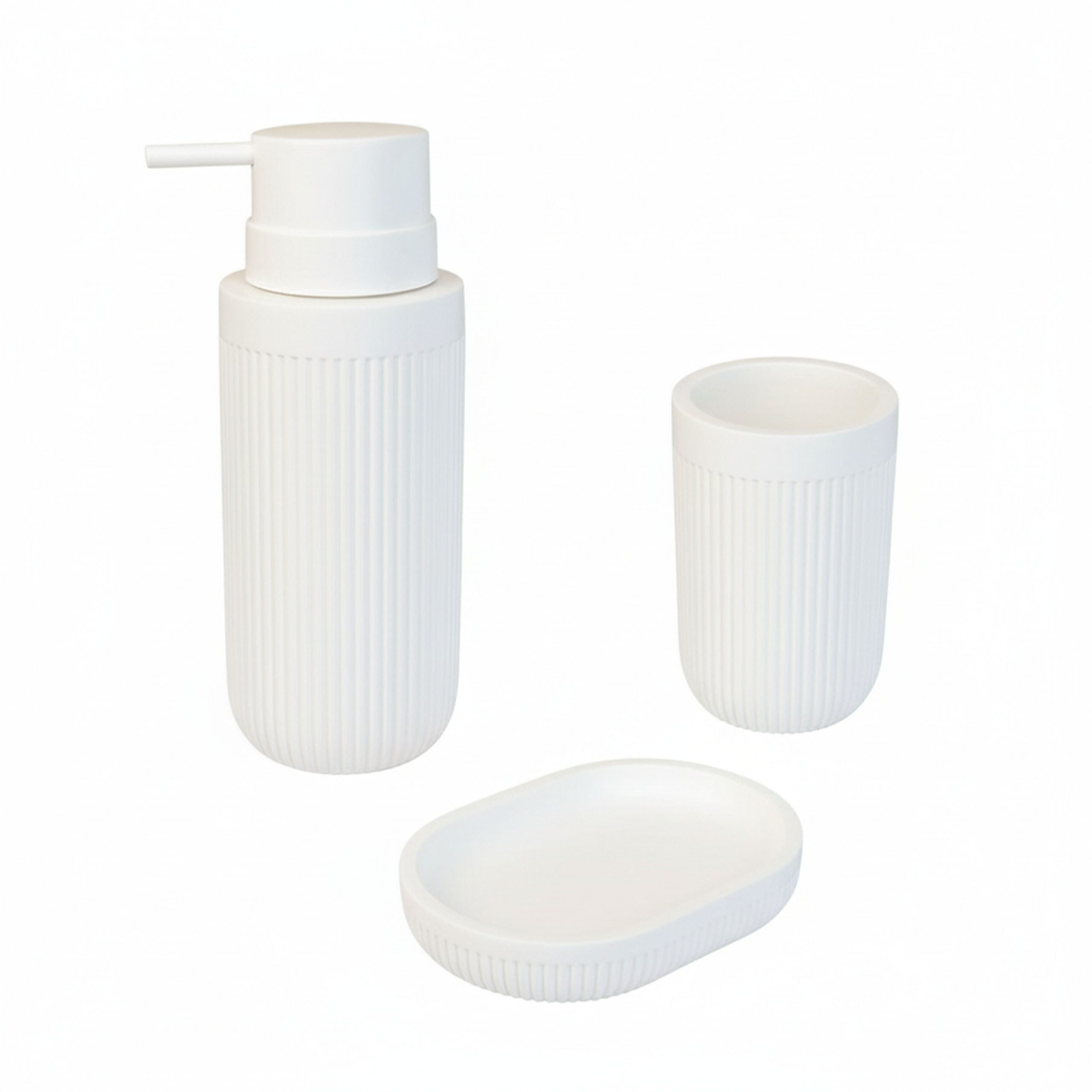 relaxdays Badaccessoire-Set Bad Accessoires 3-teilig, weiß günstig online kaufen