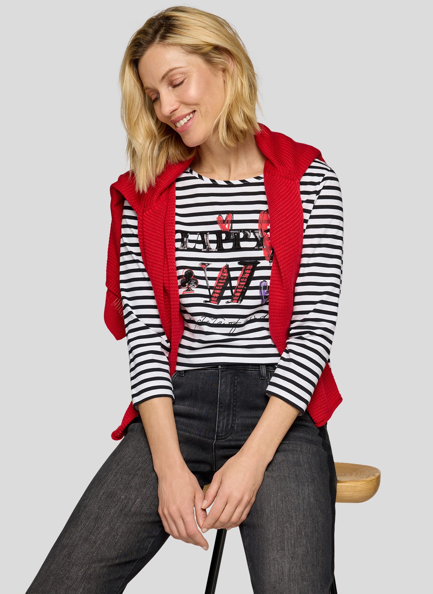 Rabe 3/4-Arm-Shirt mit Schriftzug günstig online kaufen