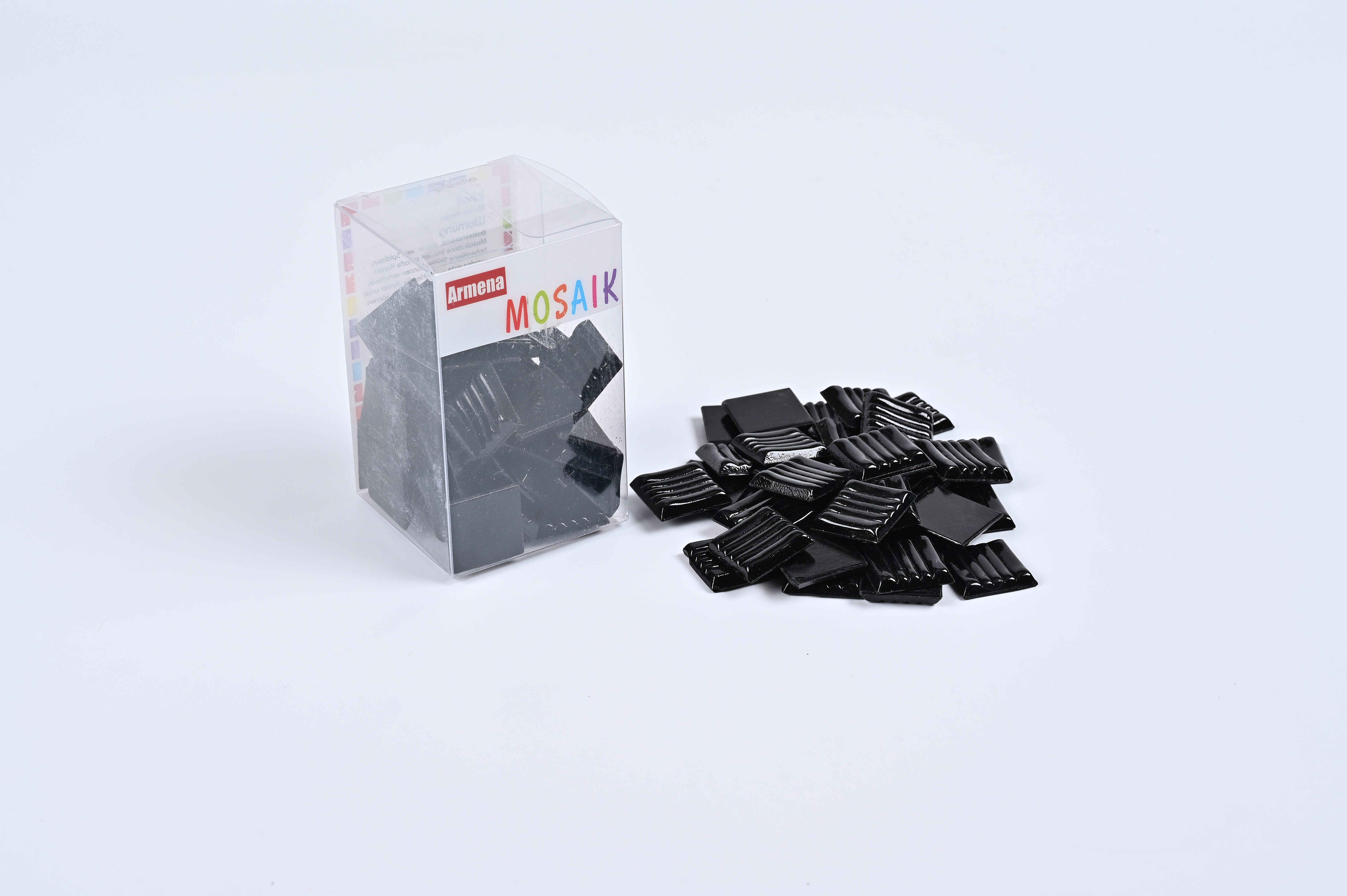 Armena Mosaikfliesen Mosaikfliesen Glasmosaik Bastelmaterial Mosaik DIY Wandfliesen 260g, schwarz