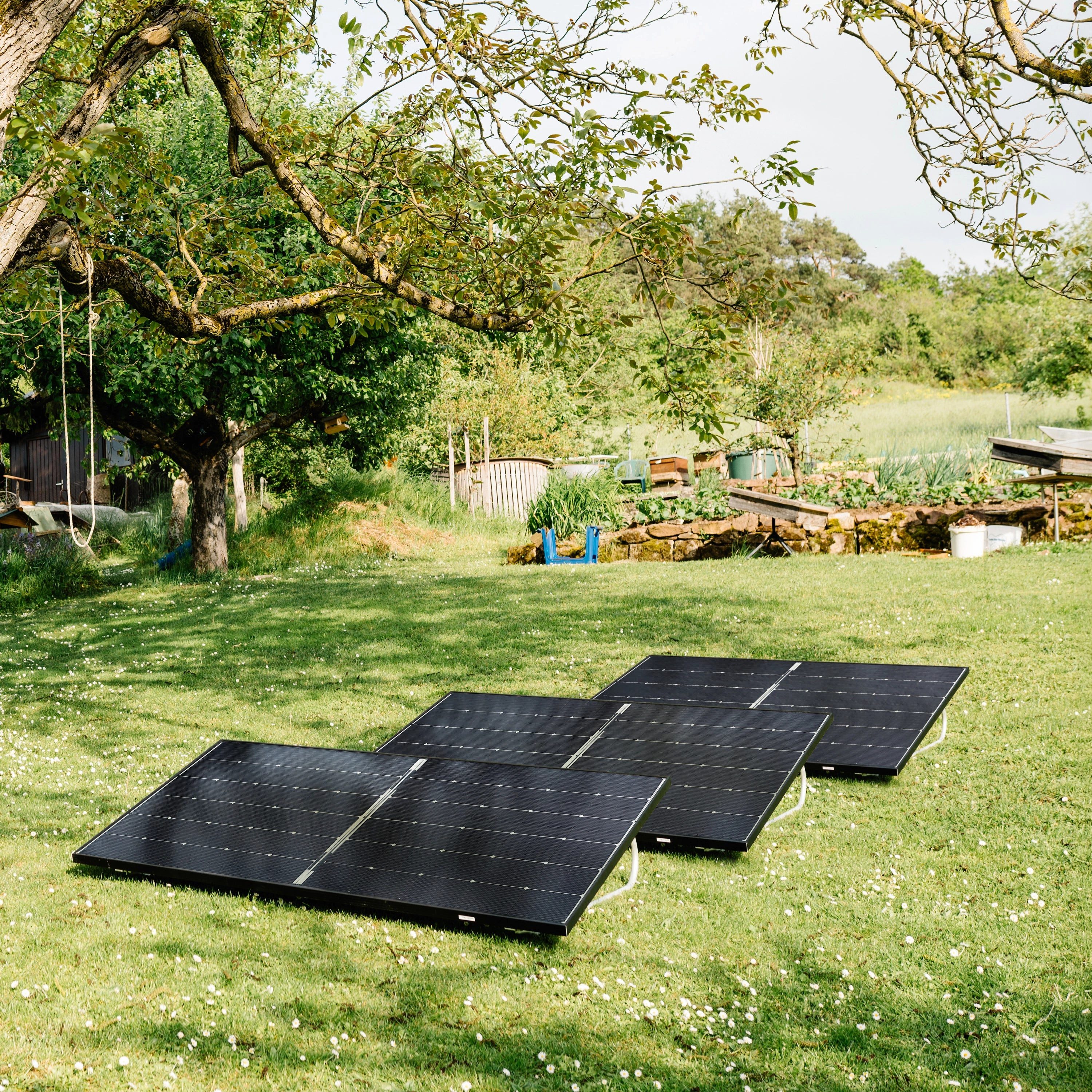Balkonstrom Balkonkraftwerk 1350 Watt, Garten, Komplettset Bifazial, Monokristallin, Made in Germany Kabel