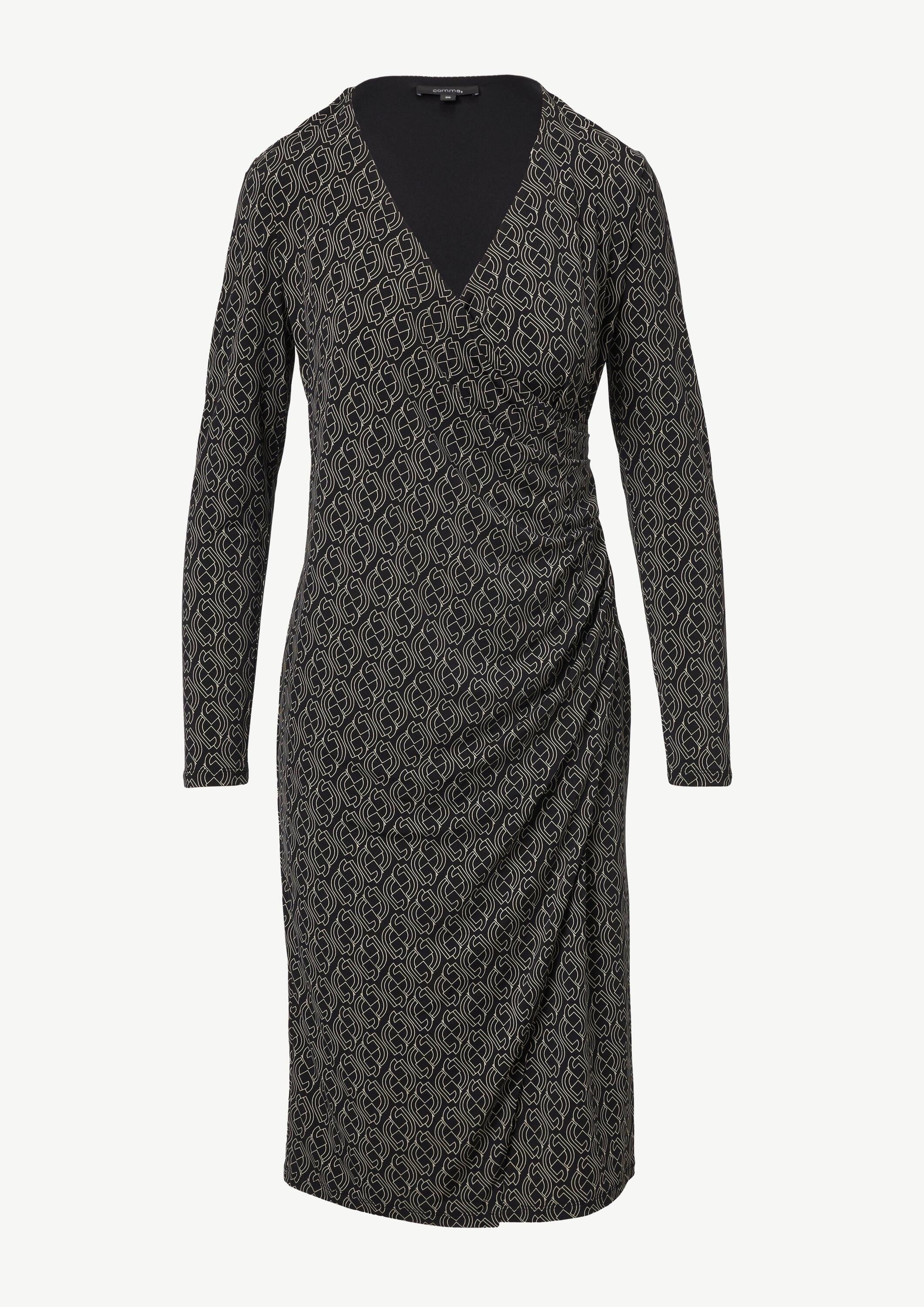comma Minikleid Kleid Gemustertes Midi-Kleid in Wickeloptik