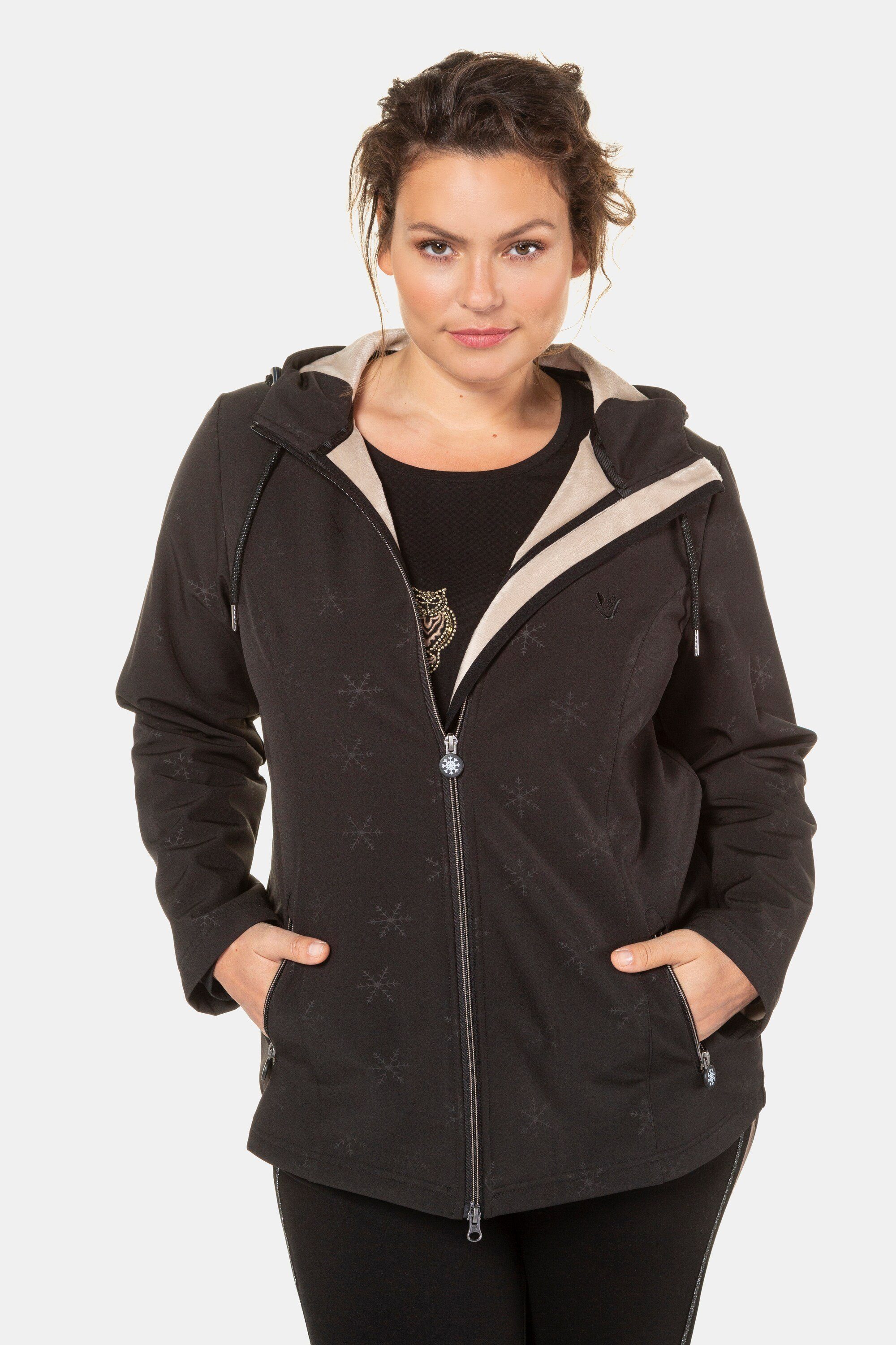 Ulla Popken Softshelljacke Softshelljacke Schneeflocken-Muster Webfellfutter