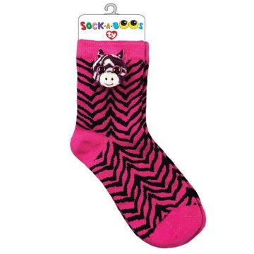 coole-fun-t-shirts Feinsocken Mädchen 3D Socken TY Fashion Doppelpack 6-12 Jahre beige + pink Kuscheltier Socken Zoey + Fantasia Einhorn + Zebra SOCK-A-BOOS