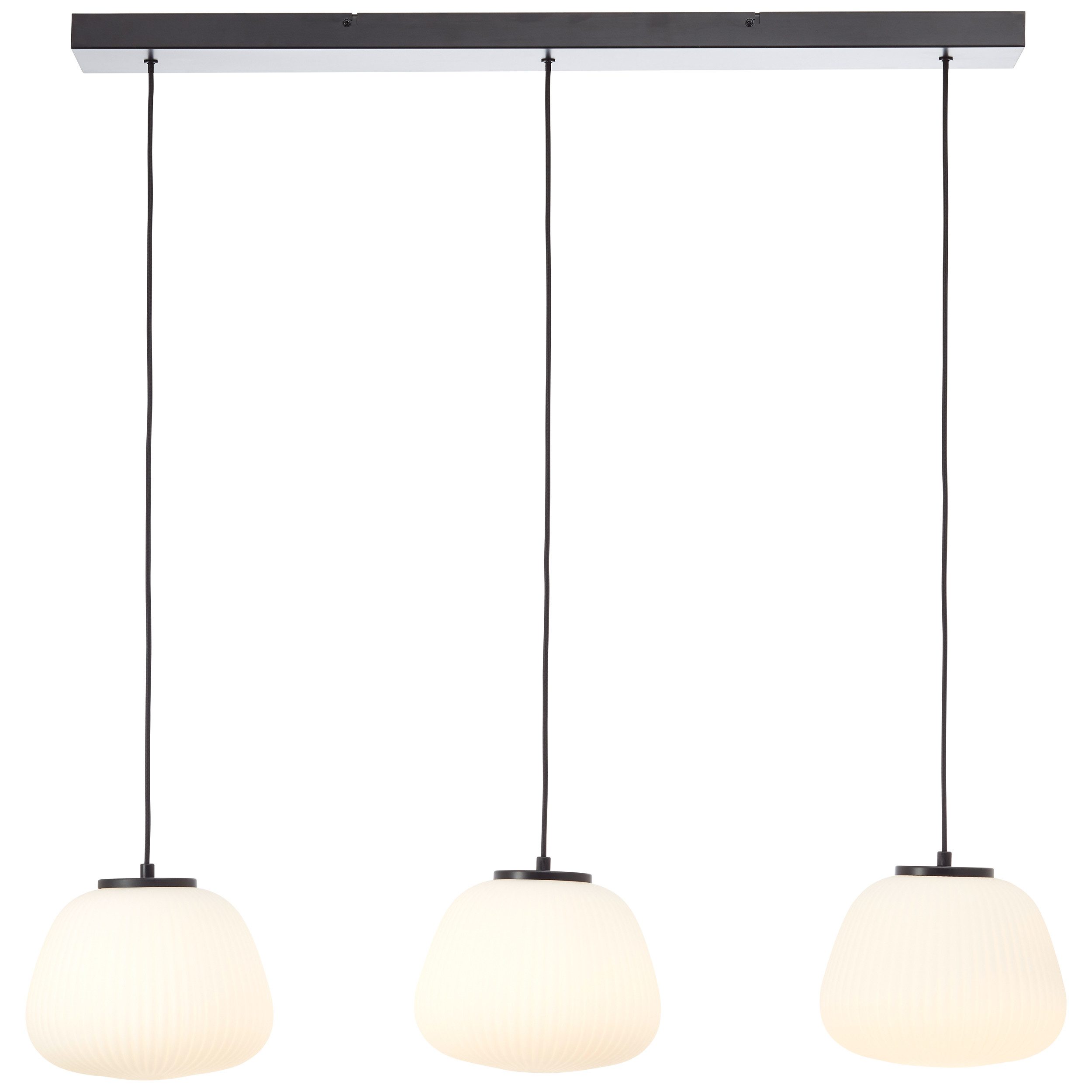 Brilliant Pendelleuchte Kaizen, ohne Leuchtmittel, 176 x 105 x 25 cm, 3 x E27, kürzbar, Riffelglas, weiß/schwarz