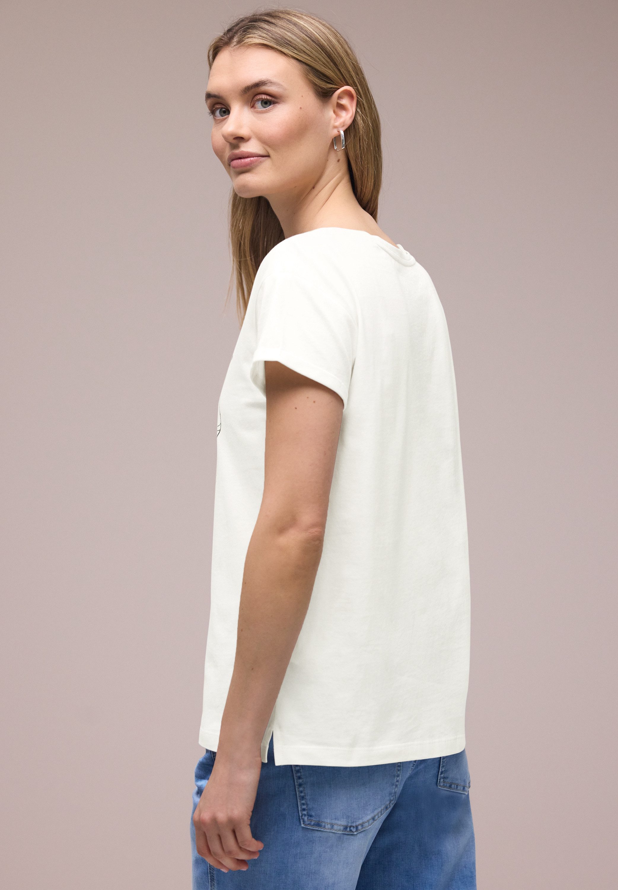 STREET ONE Rundhalsshirt Sommershirt mit floralem Artwork günstig online kaufen
