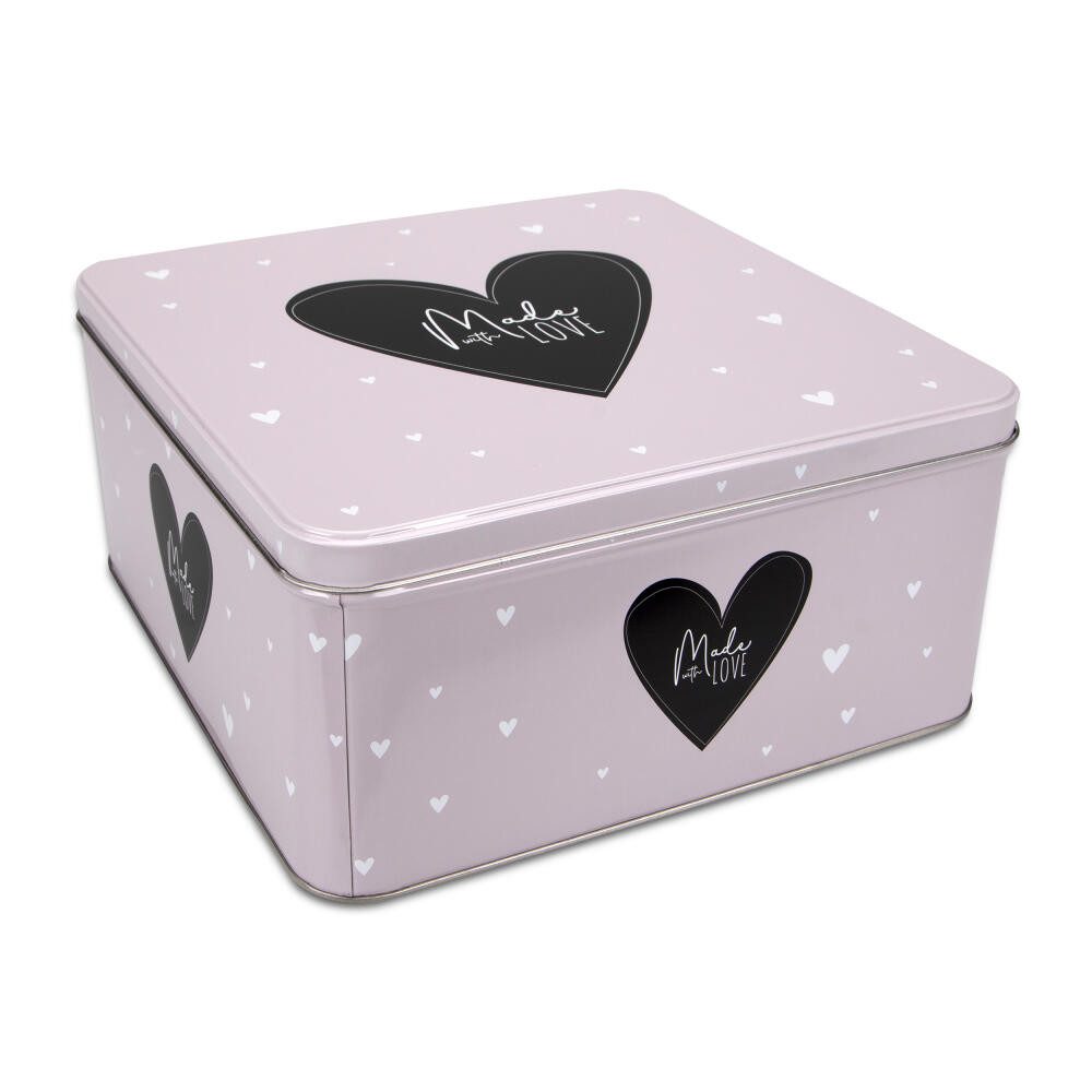 STÄDTER Vorratsdose Made with Love Quadratisch 21 cm, Weißblech