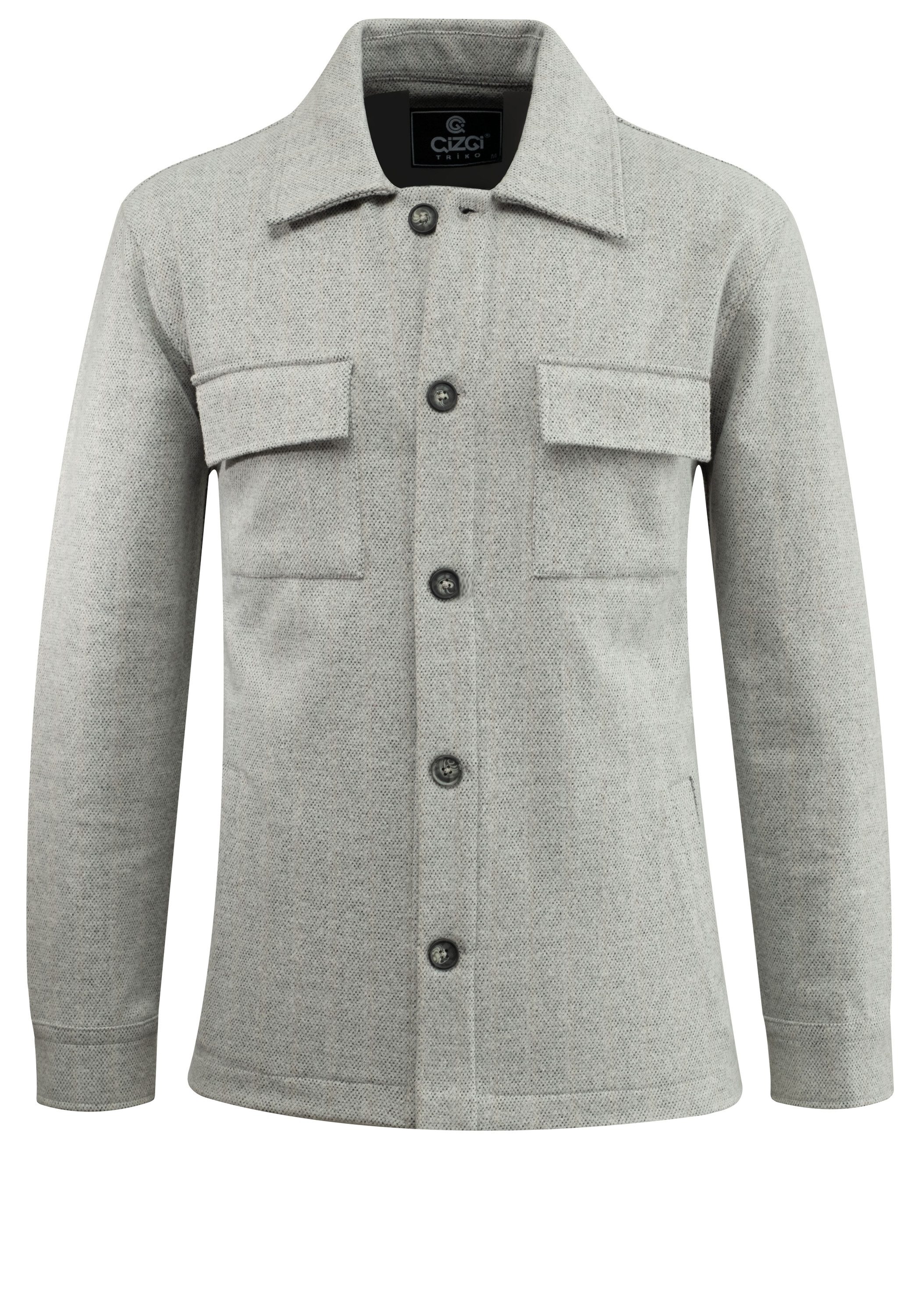 Cizgi Triko Blouson mit strukturierter Oberfläche und Brusttaschen