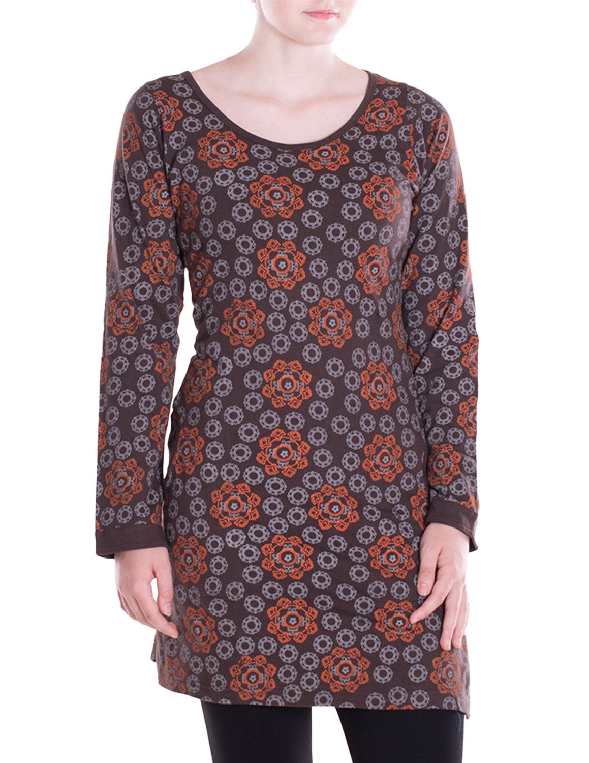 Tunikakleid Leichtes Langarmshirt-Kleid Damen Langarm Kleider retro 70er 80er