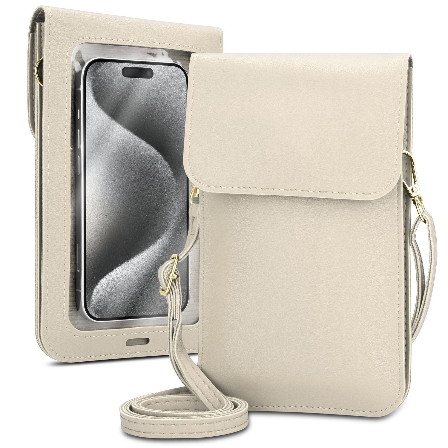 Cadorabo Handytasche für Smartphones bis Displaygröße 7 Zoll (1-tlg), Handytasche Universal bis 7 Zoll Umhängetasche Hülle mit Sichtfenster