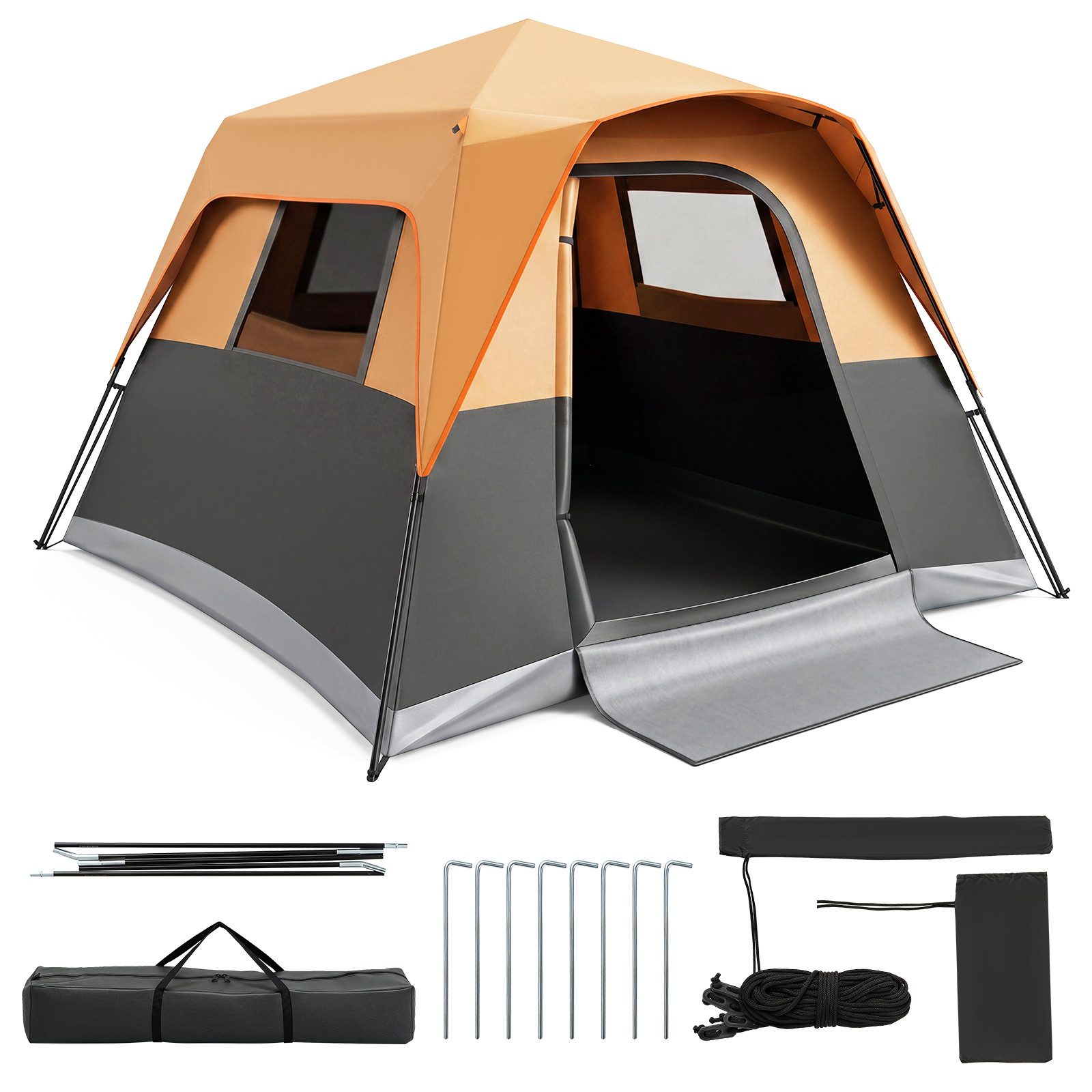 COSTWAY Wurfzelt, Campingzelt für 6 Personen, Sonnenschutz mit Regenschutz