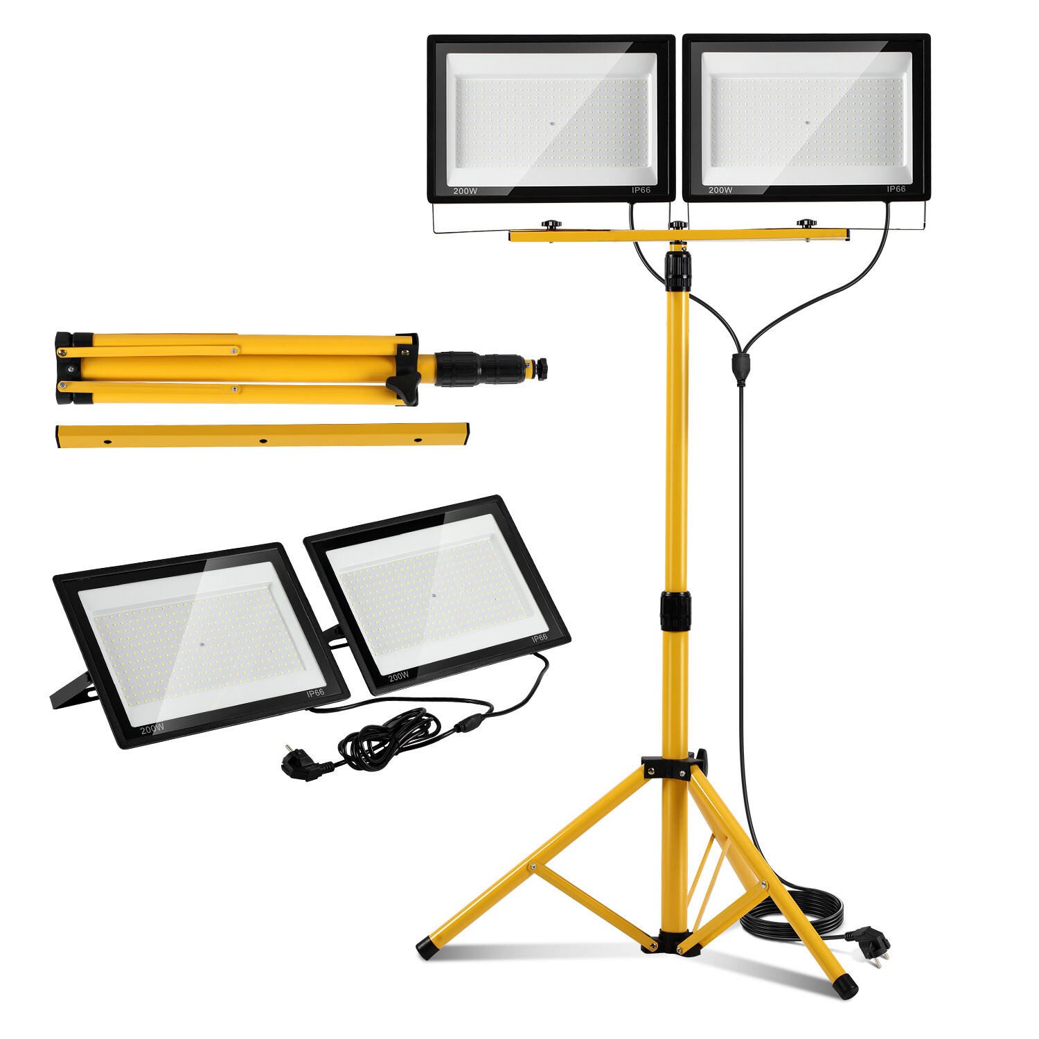 Clanmacy Flutlichtstrahler 200W LED Baustrahler Flutlicht Scheinwerfer Arbeitsleuchte Kaltweiß, Kaltweiß