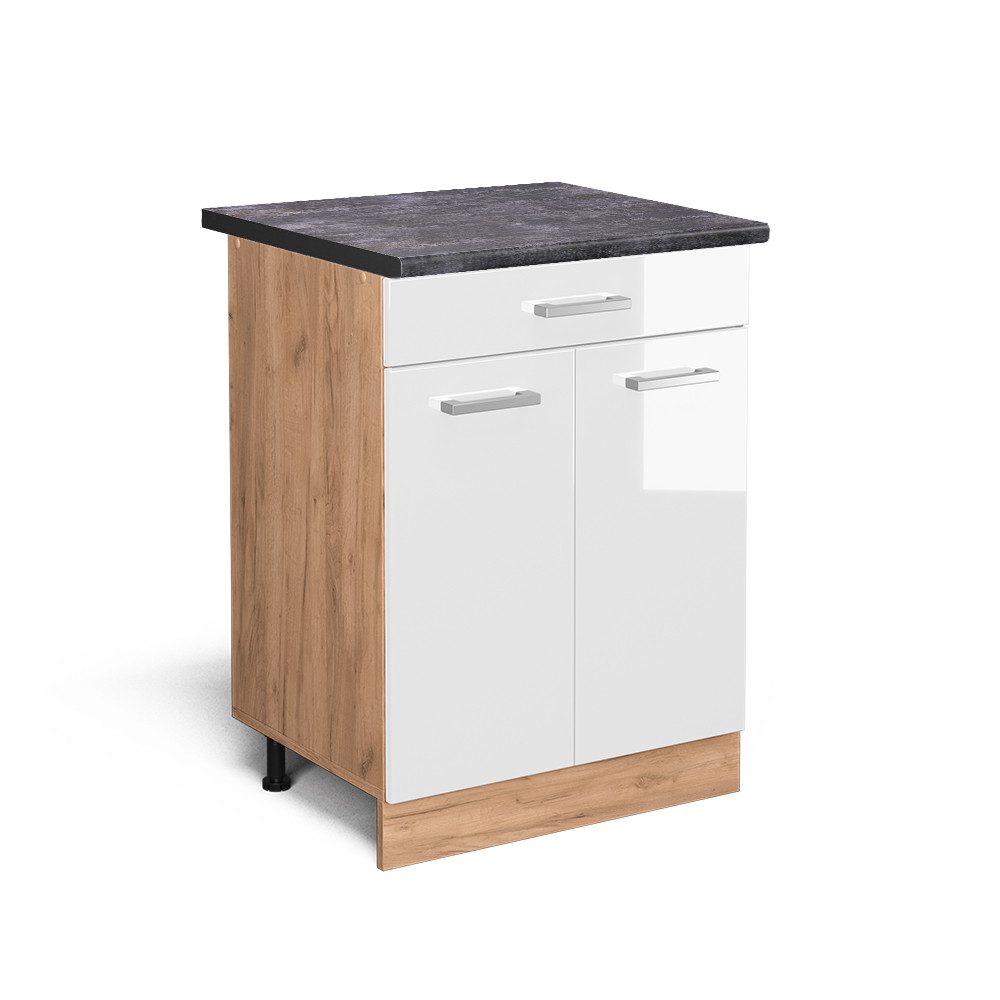 Vicco Unterschrank R-Line, Weiß Hochglanz/Goldkraft Eiche, günstig online kaufen