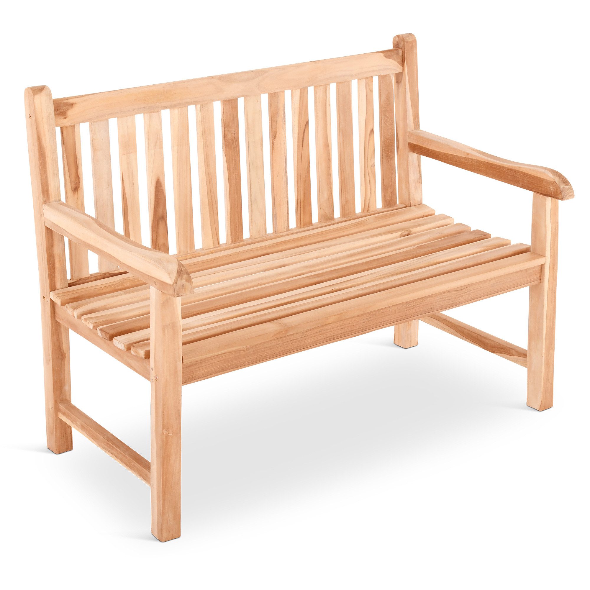 Raburg Gartenbank Teakbank 120 cm, wetterfestes Teak, für 2 Personen, Lana, für Outdoor & Terrasse, Belastbarkeit 120 kg pro Sitzplatz