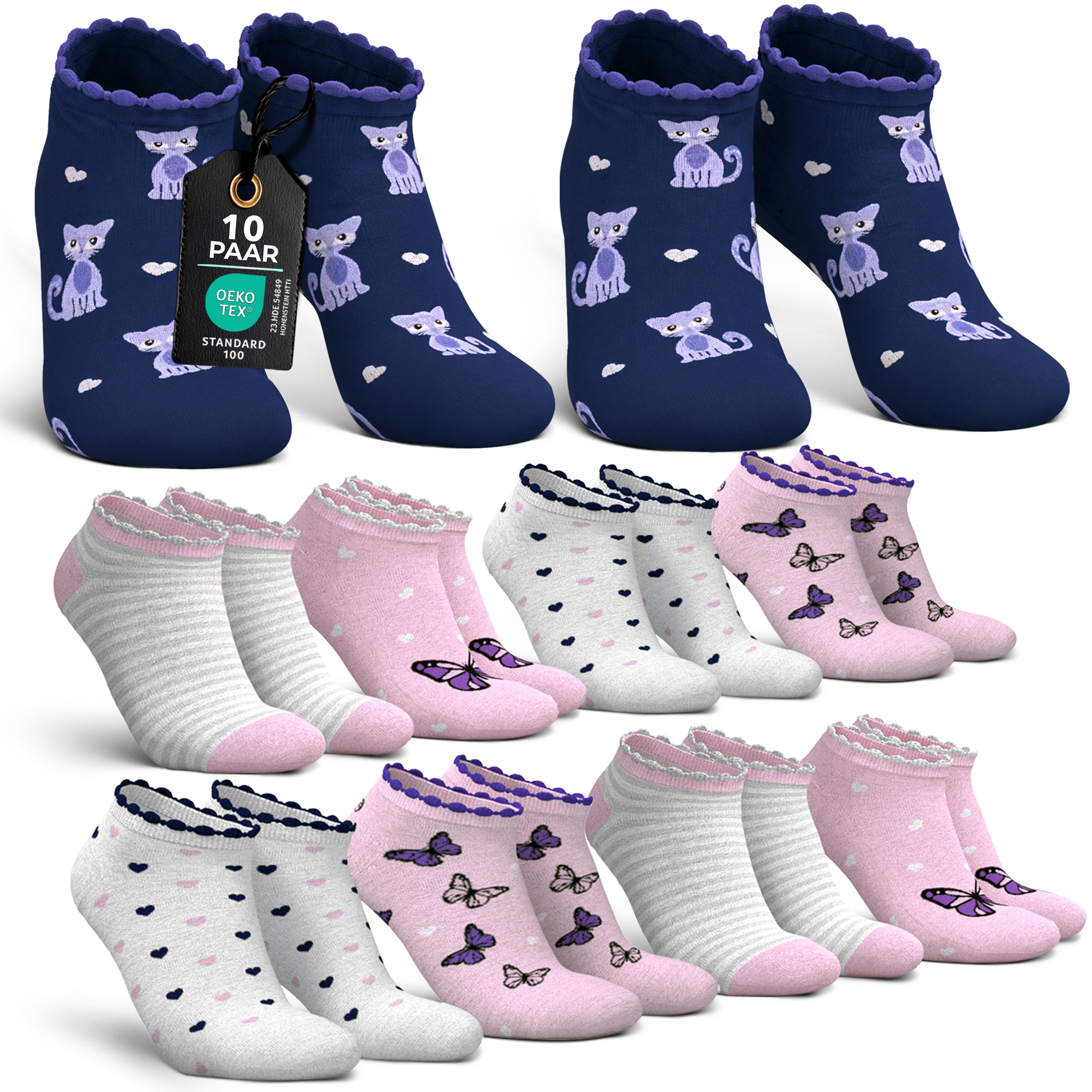 MEDOLY Sneakersocken für Kinder (10 Paar) Socken Mädchen & Jungen, aus 72% Baumwolle - ohne einschneidenden Bund