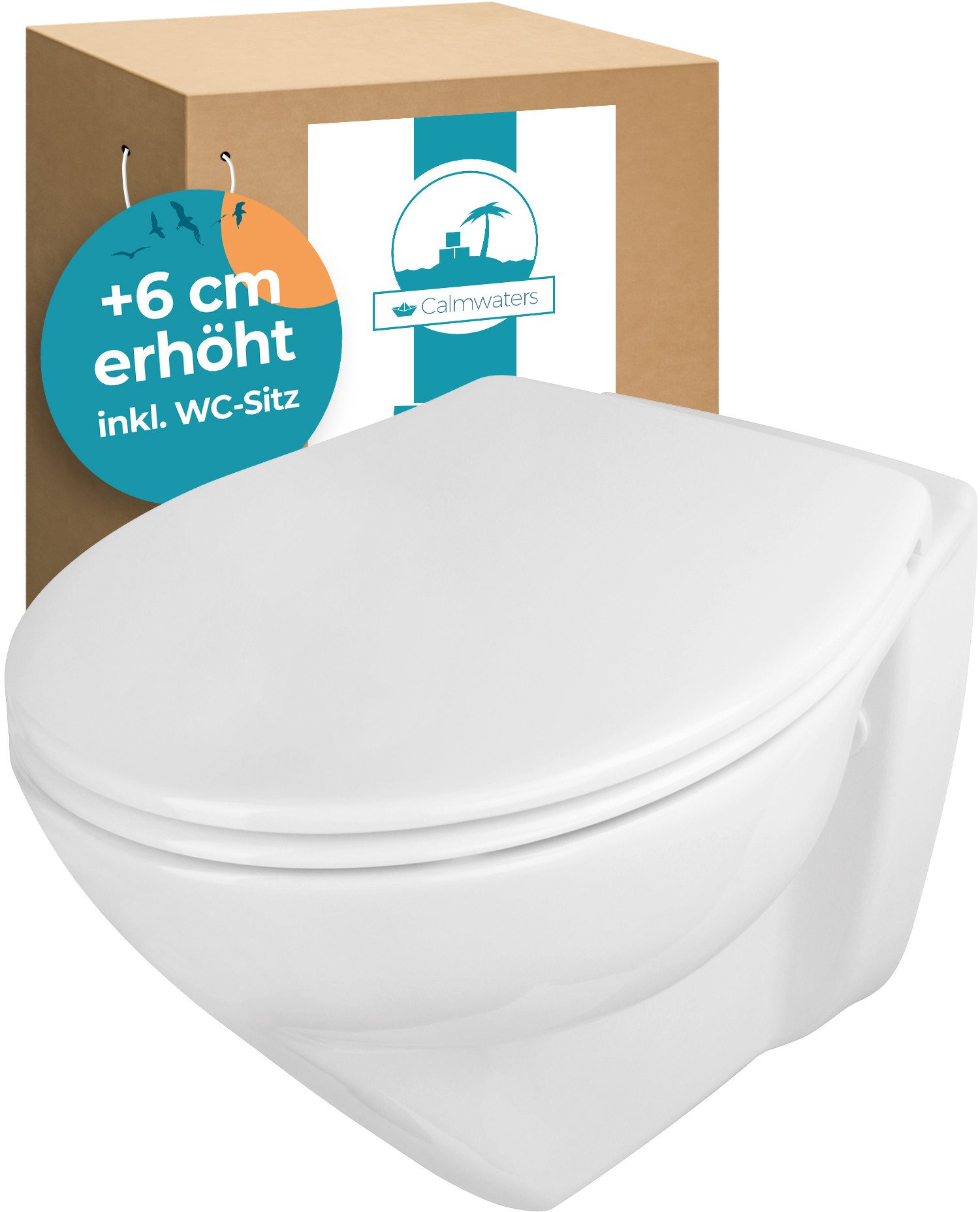 Calmwaters Tiefspül-WC, Wand WC, spülrandlos, 6 günstig online kaufen