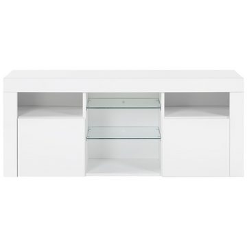 IDEASY TV-Schrank Vitrine, Aufbewahrungsschrank,Multifunktionaler Schrank, (16 Farben LED-Beleuchtung, 2 Einlegeböden aus gehärtetem Glas) bietet Platz für bis zu 55 Zoll Fernseher, 120 x 35 x 50 cm