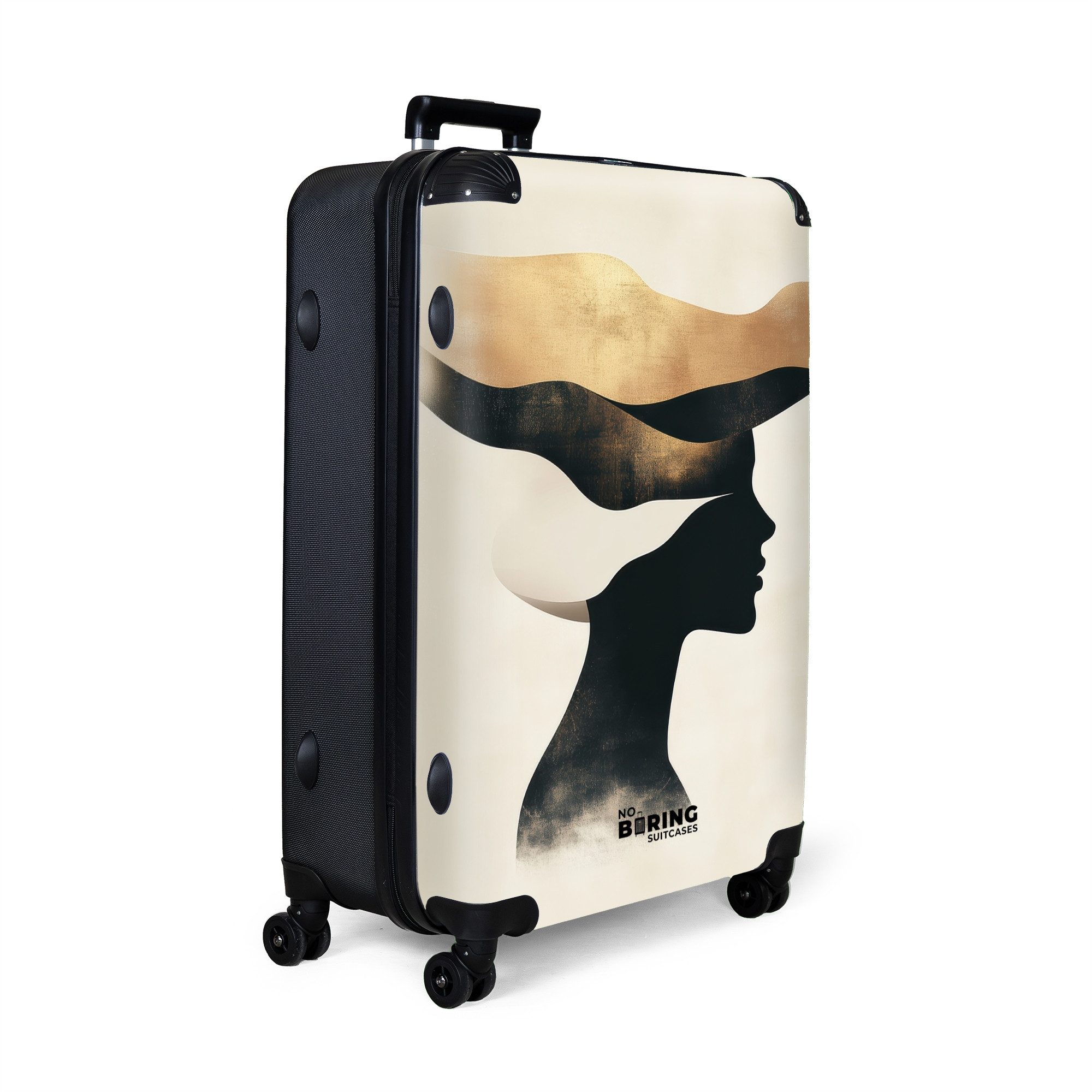 NoBoringSuitcases.com© Hartschalen-Trolley Stilisiertes Profil mit goldenen günstig online kaufen