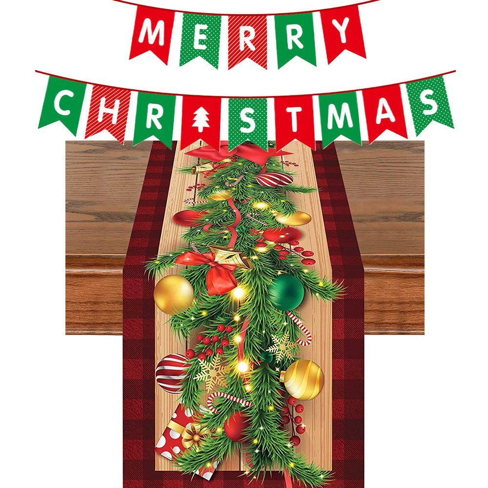 FELIXLEO Tischläufer Tischläufer Weihnachten 3D Realistisch Waschbar Weihna günstig online kaufen