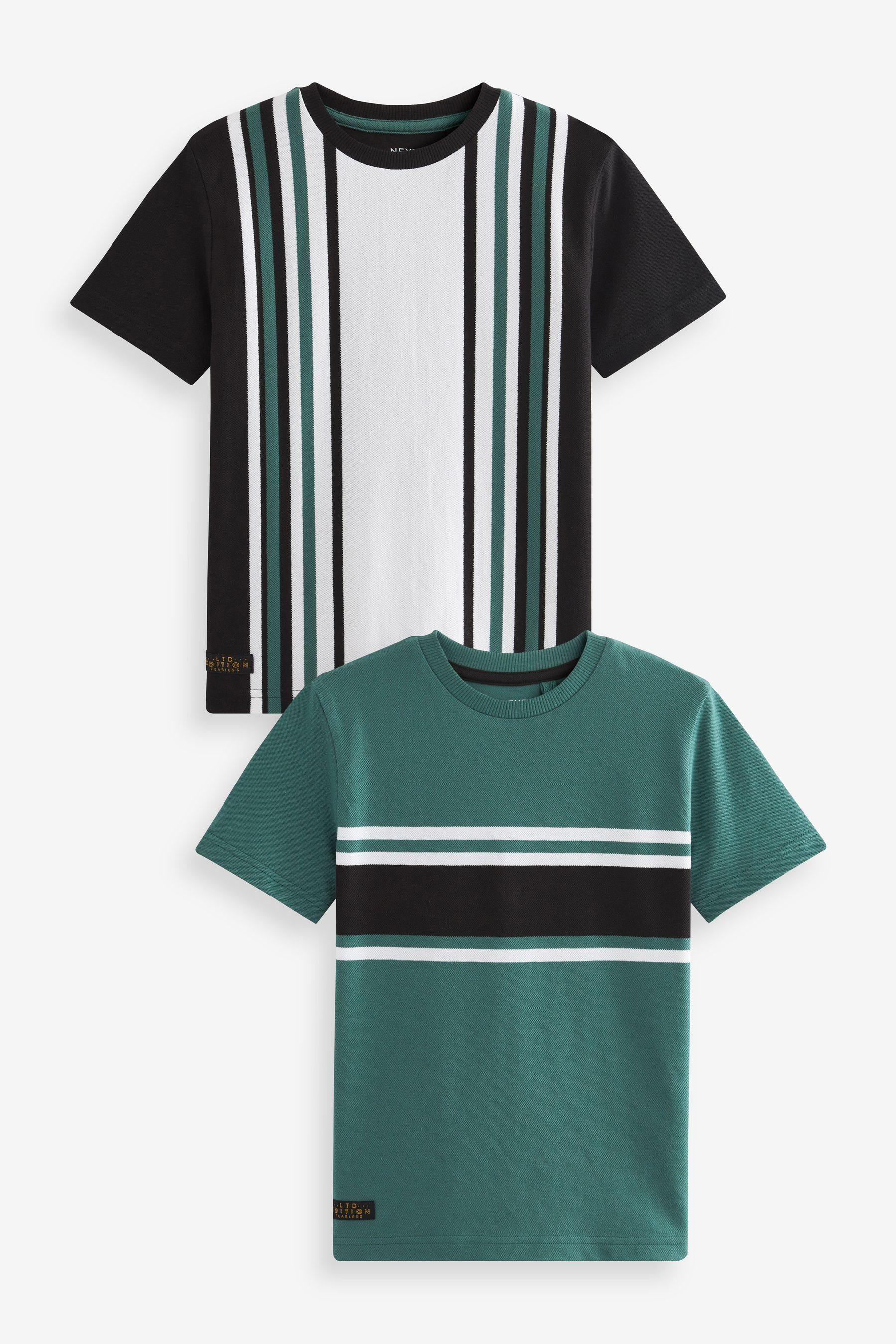 Next T-Shirt Kurzarm-T-Shirt im Blockfarbendesign, 2er-Pack (2-tlg) Green/Black