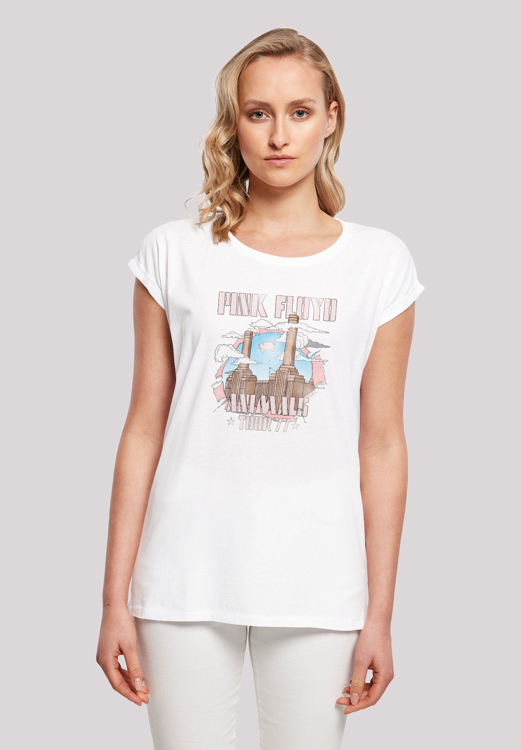 Album Merch,Regular-Fit,Kurze F4NT4STIC Factory Animal Musik Damen,Premium Pink Ärmel,Bandshirt Rock T-Shirt Floyd Shirt