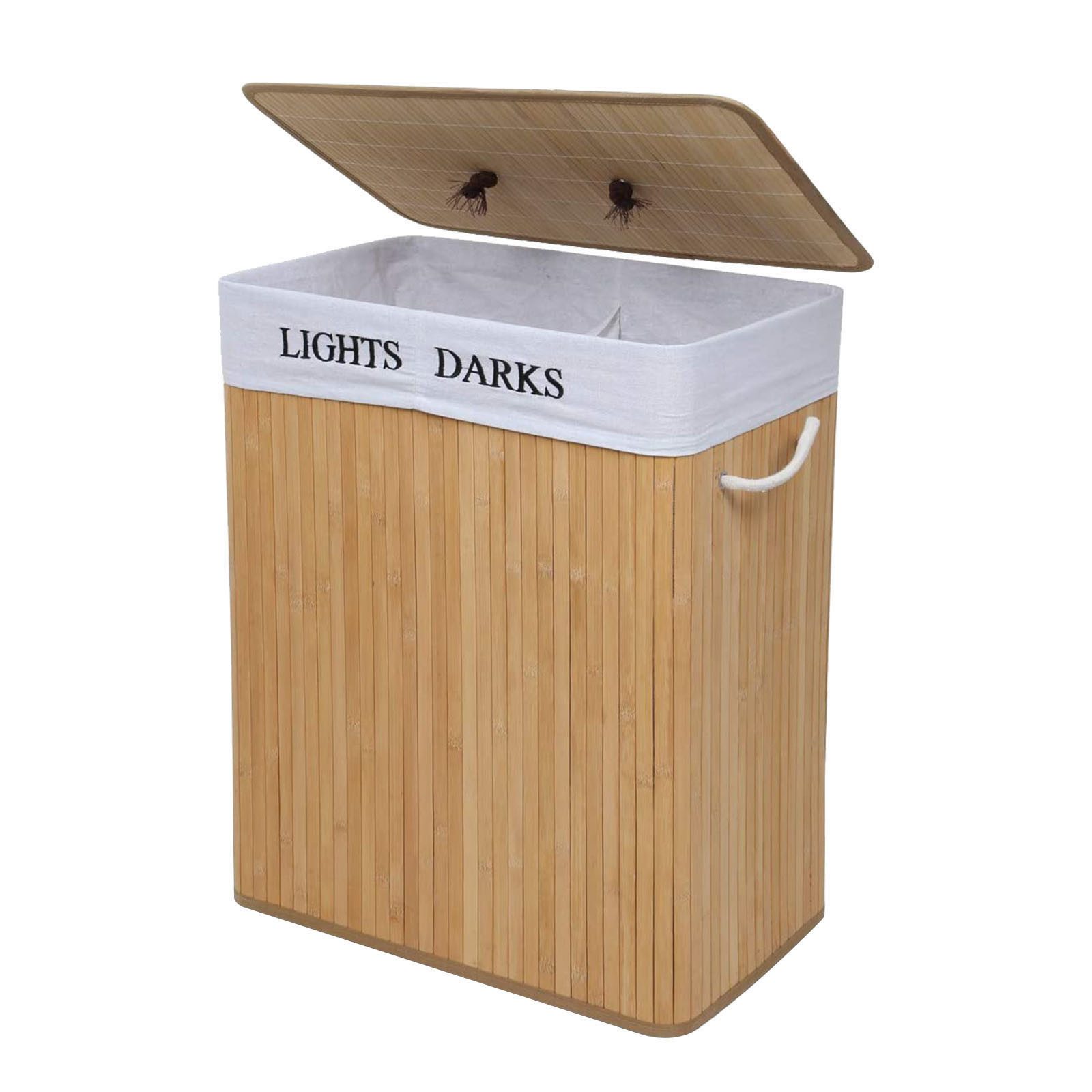 Mondeer Wäschekorb 100L (1 St), aus Bambus Faltbarer Wäschesammler mit 2 Fä günstig online kaufen