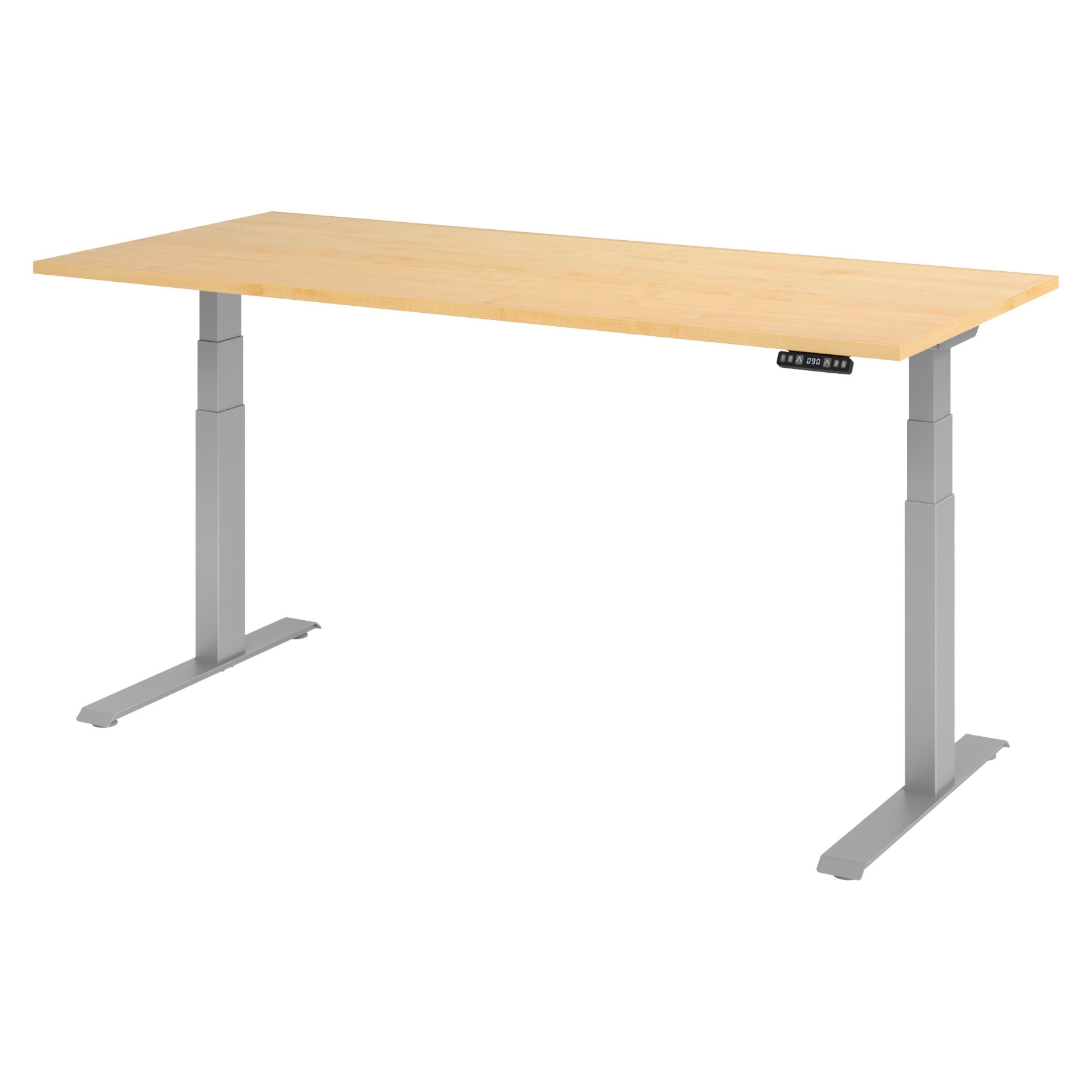 bümö Schreibtisch elektrisch XDKB elektrisch höhenverstellbar, Rechteck: 180 x 80 cm - Dekor: Ahorn - Gestell: Silber