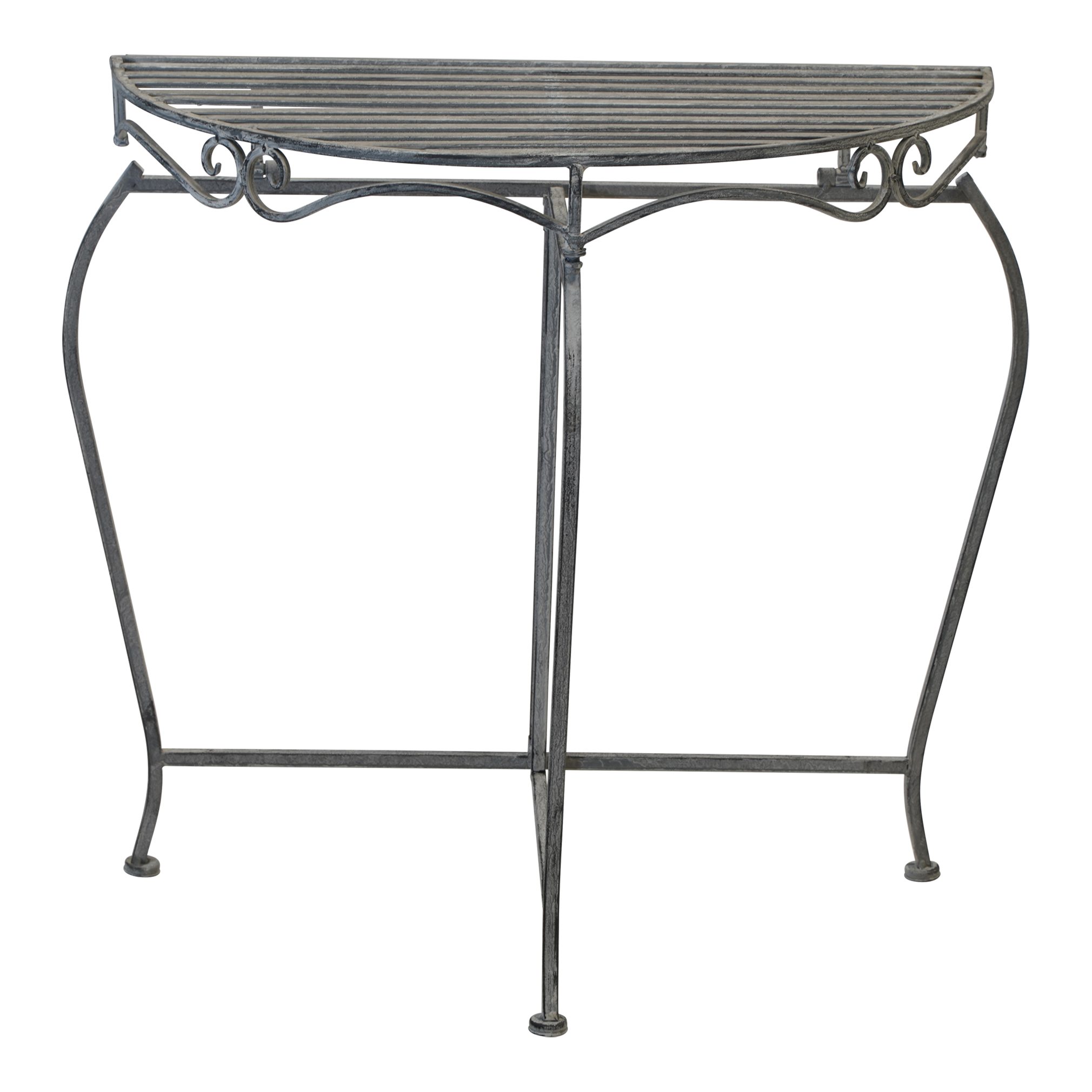 Beistelltisch Gartentisch Lesli Living 75x37x74cm halbrund Beistelltisch Tisch Metall grau