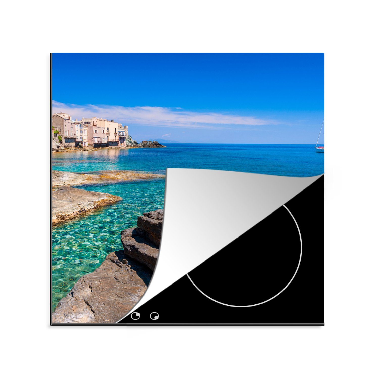 Vinyl, tlg), Frankreich (1 Korsika Ceranfeldabdeckung, Herdblende-/Abdeckplatte MuchoWow Arbeitsplatte Steine, 78x78 - cm, küche für -