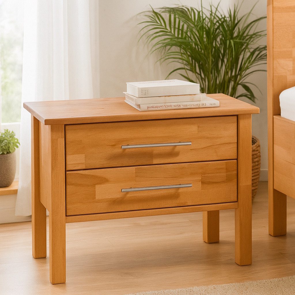 bv-vertrieb Nachtschrank Nachtkonsole Kernbuche Nachtschrank Schubladen auf günstig online kaufen