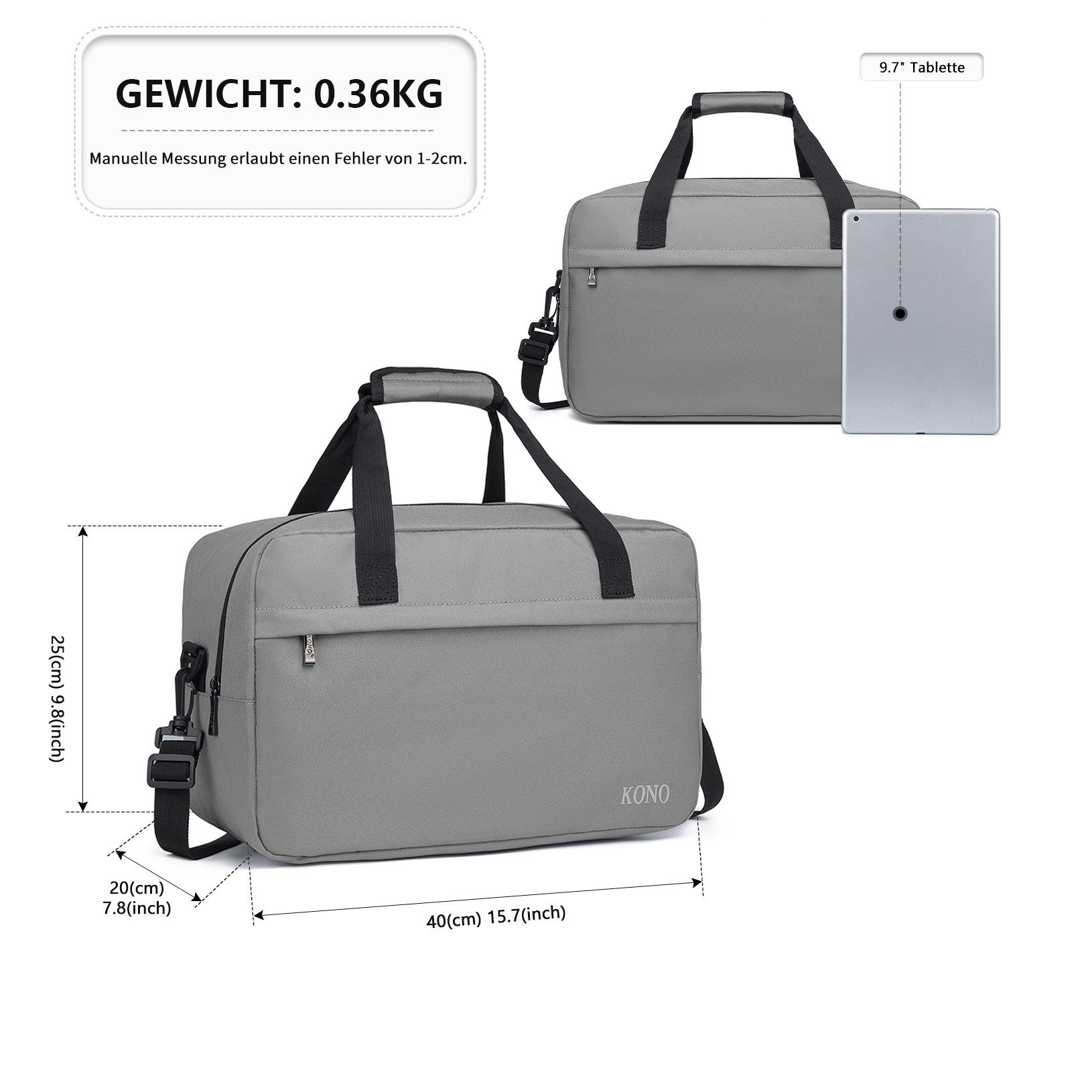 KONO Reisetasche Handgepäck Tasche Unisex Gym günstig online kaufen