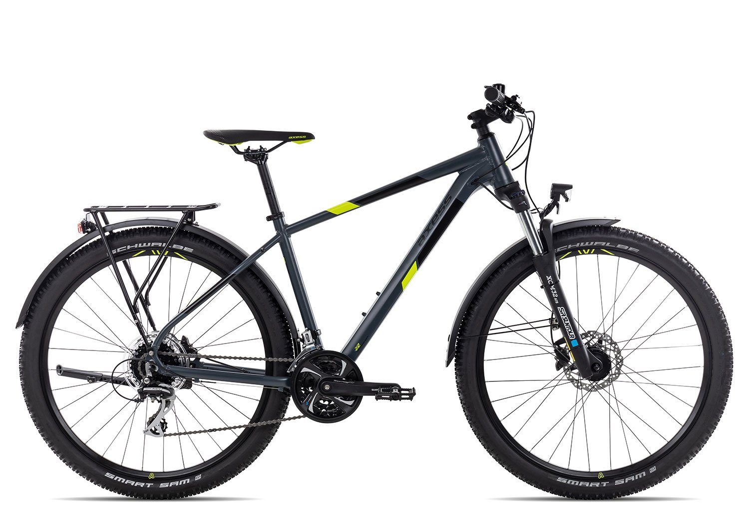 Axess Mountainbike SANDEE DX 2022, 24 Gang Shimano Acera RD-M360-8 Schaltwerk, Kettenschaltung, MTB-Hardtail schwarz/grau