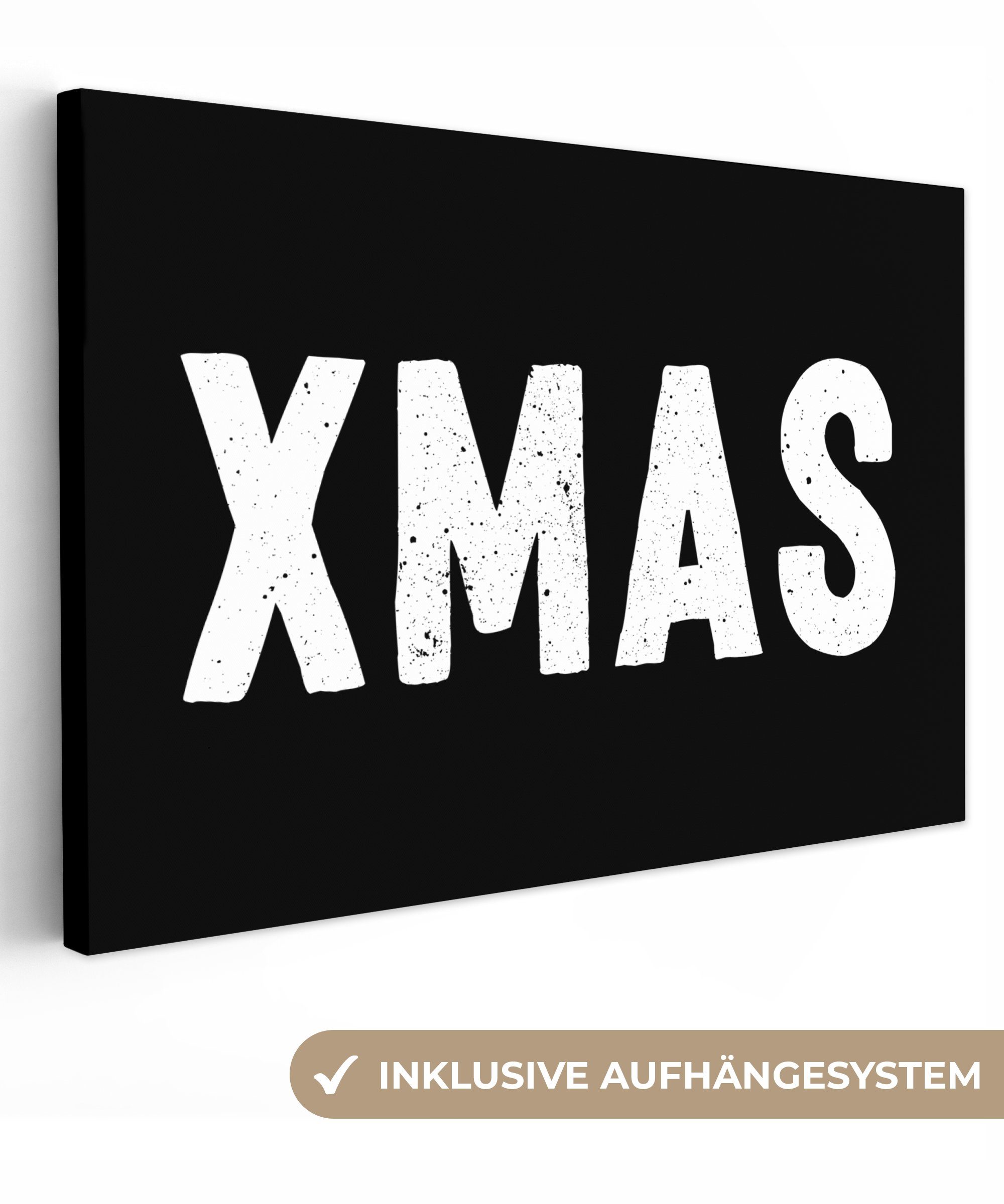 OneMillionCanvasses® Leinwandbild Weihnachten - Zitate - Xmas - Schwarz - Feiertage, (1 St), Wandbild Leinwandbilder, Aufhängefertig, Wanddeko, 30x20 cm