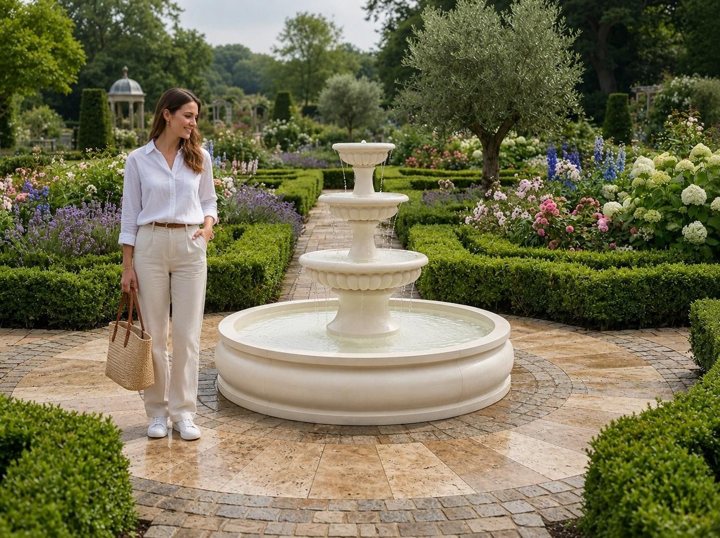 Xlmoebel Gartenbrunnen Eleganter Zierbrunnen handgefertigt aus hochwertigem Material Sofort, (1 tlg), Hergestellt in Europa