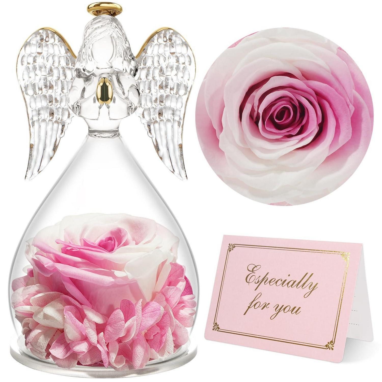 LuxusKollektion Engelfigur Engel mit Ewiger Rose im Glas (1 St)