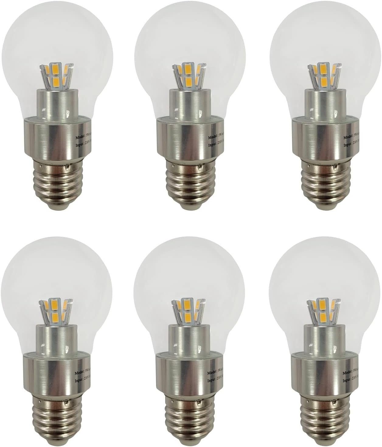 Provance LED-Leuchtmittel 6 x LED Leuchtmittel Standard E27 Glühlampe 5W 480 Lumen 2700 K, E27, warmweiß