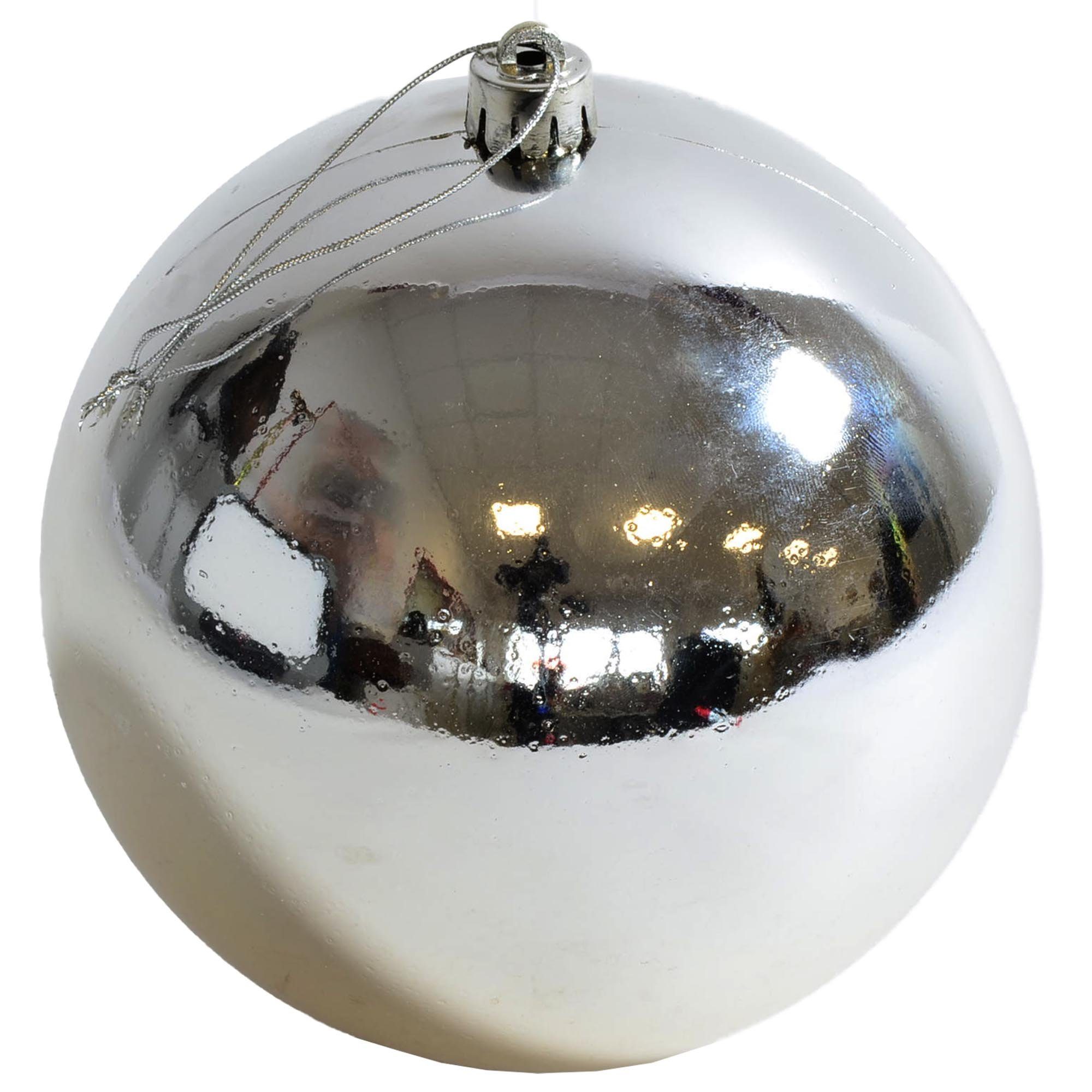 B&S Weihnachtsbaumkugel Weihnachtskugel Kunststoff Ø 14 cm silber für Innen & Außen
