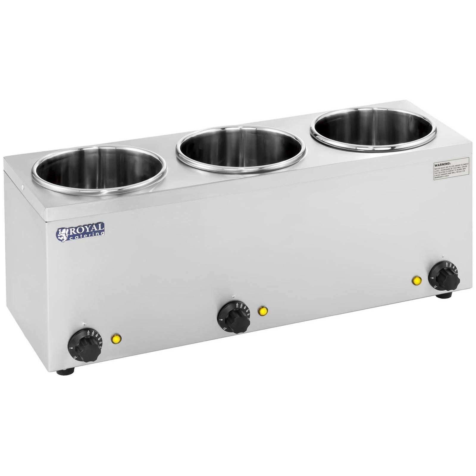 Royal Catering Speisenwärmer Suppenstation Bain Marie 3 x 2,75 L Wasserbad Warmhaltegerät Gastro