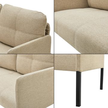 en.casa Sofa, »Reichling« 2-Sitzer Polstercouch Beige