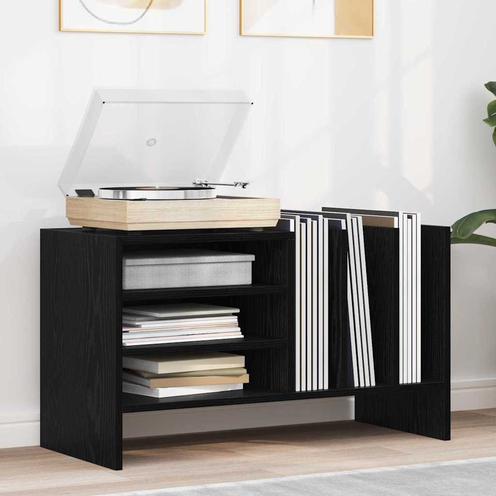vidaXL Media-Regal, Schallplattenschrank Schwarz Eichen-Optik 78,5 x 35 x 45 cm