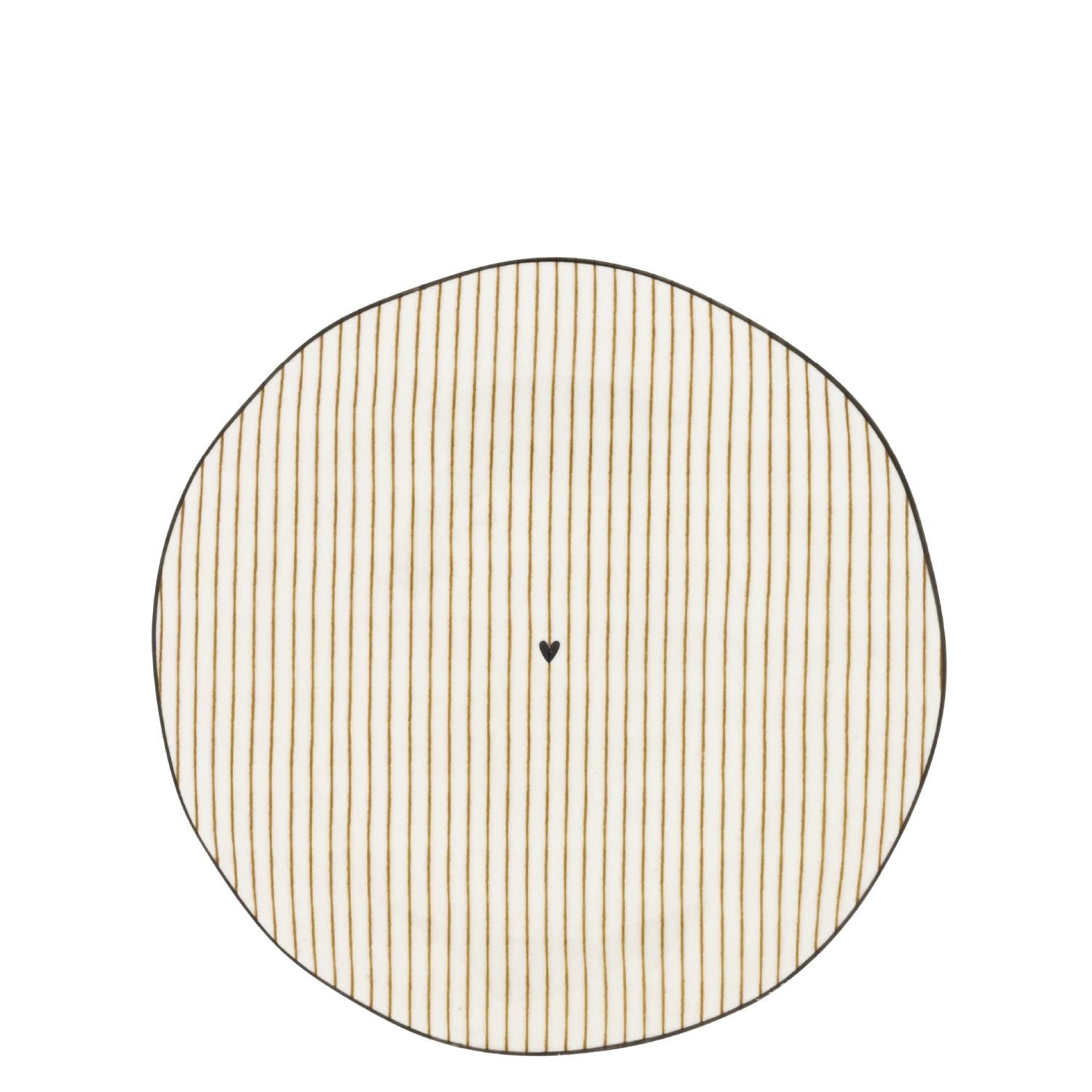 Bastion Collections Kuchenteller Karamell, Höhe: 2cm, Farbe: Weiß, Motiv: Streifen