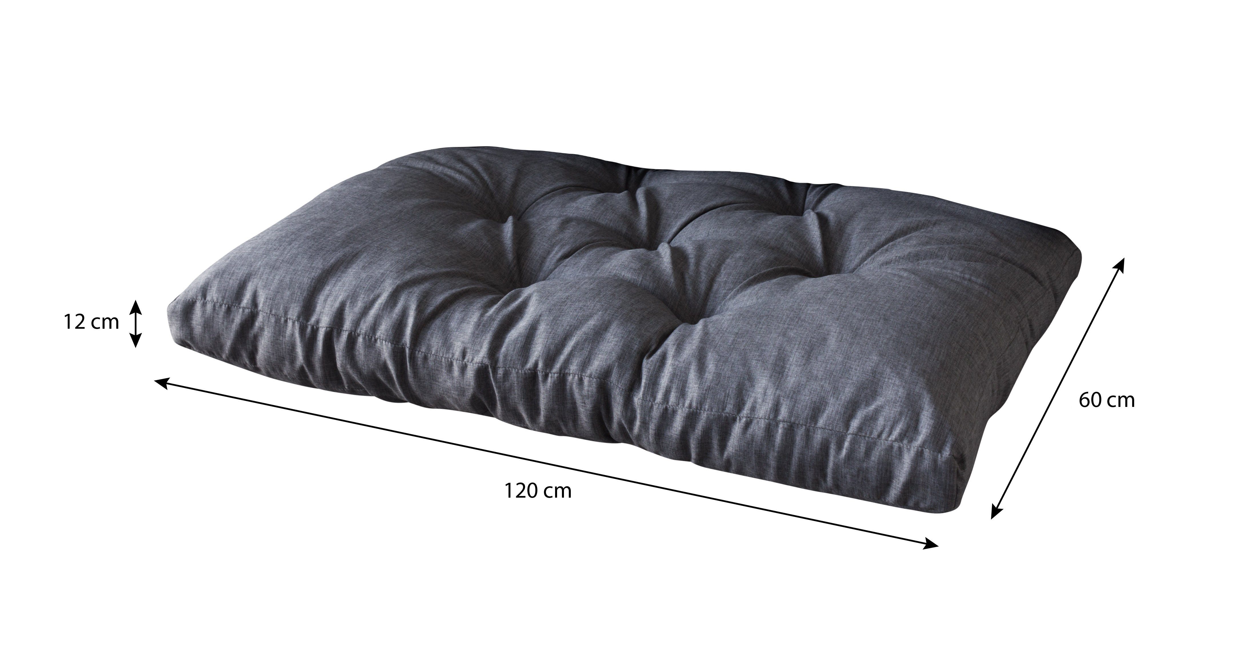 sunnypillow Sitzkissen Palettenkissen gesteppt Sitzkissen 120 x 60 x 12 cm, Anthrazit