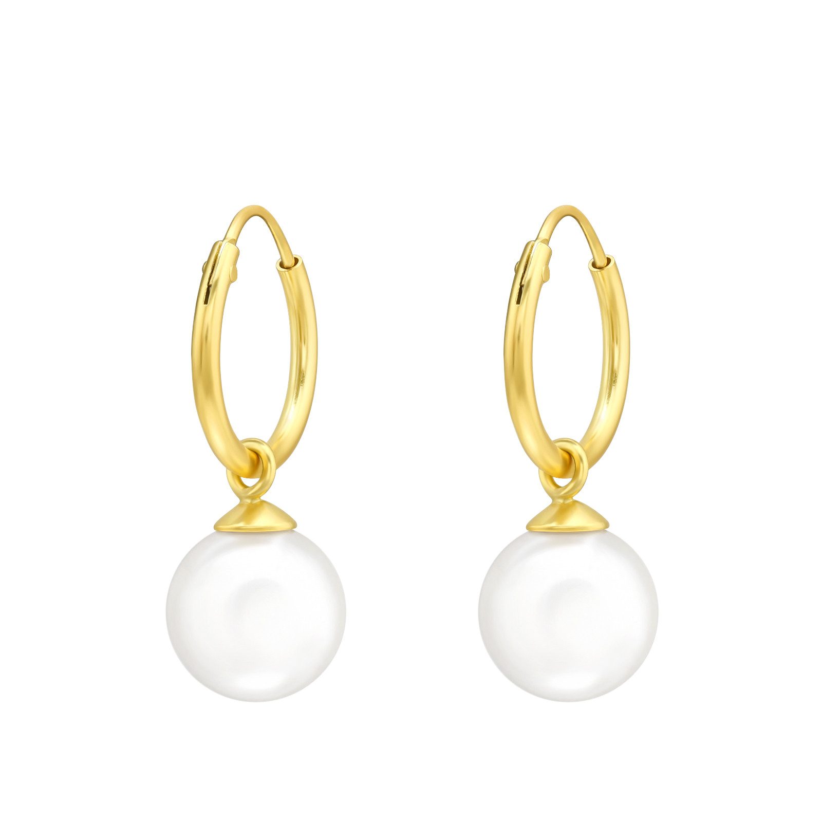 ALEXANDER YORK Paar Creolen Charm-PERLE in Gold, 2-tlg., 925 Sterling Silber