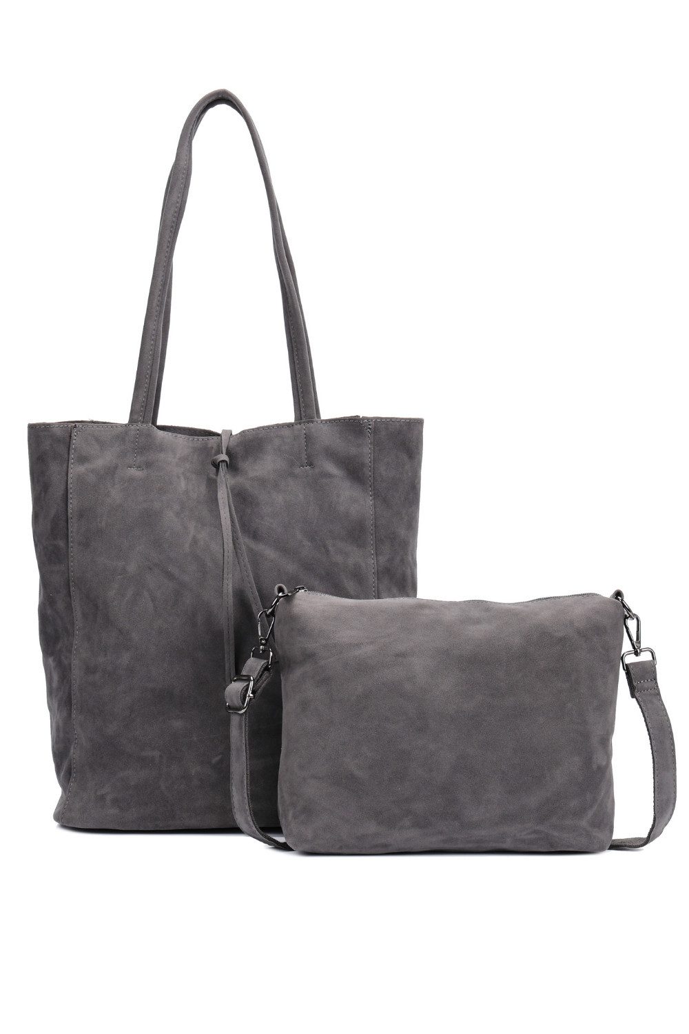 Schultertasche Modischer Damen Shopper mit Extra-Tasche, Veganer, Wildleder
