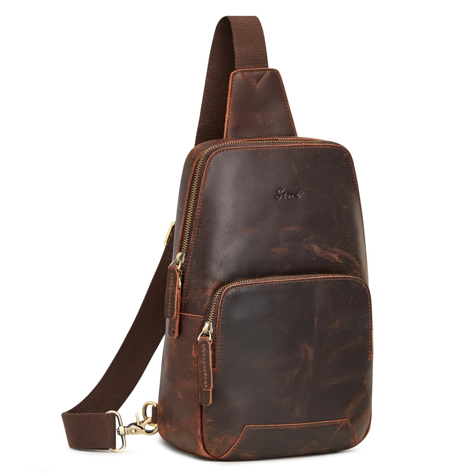 S-ZONE Schultertasche Unisex-Schultertaschen, Umhängetaschen, Rucksäcke, Reisetaschen (1-tlg), Umhängetasche, Wandertasche, Brusttasche aus echtem Leder