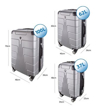 Goldhofer Kofferset verschiedene Modelle in 3 Größen & Farben mit 360° Leichtlaufrollen, (Set, 3 TLG), Außen Material ABS - Wasserabweisend