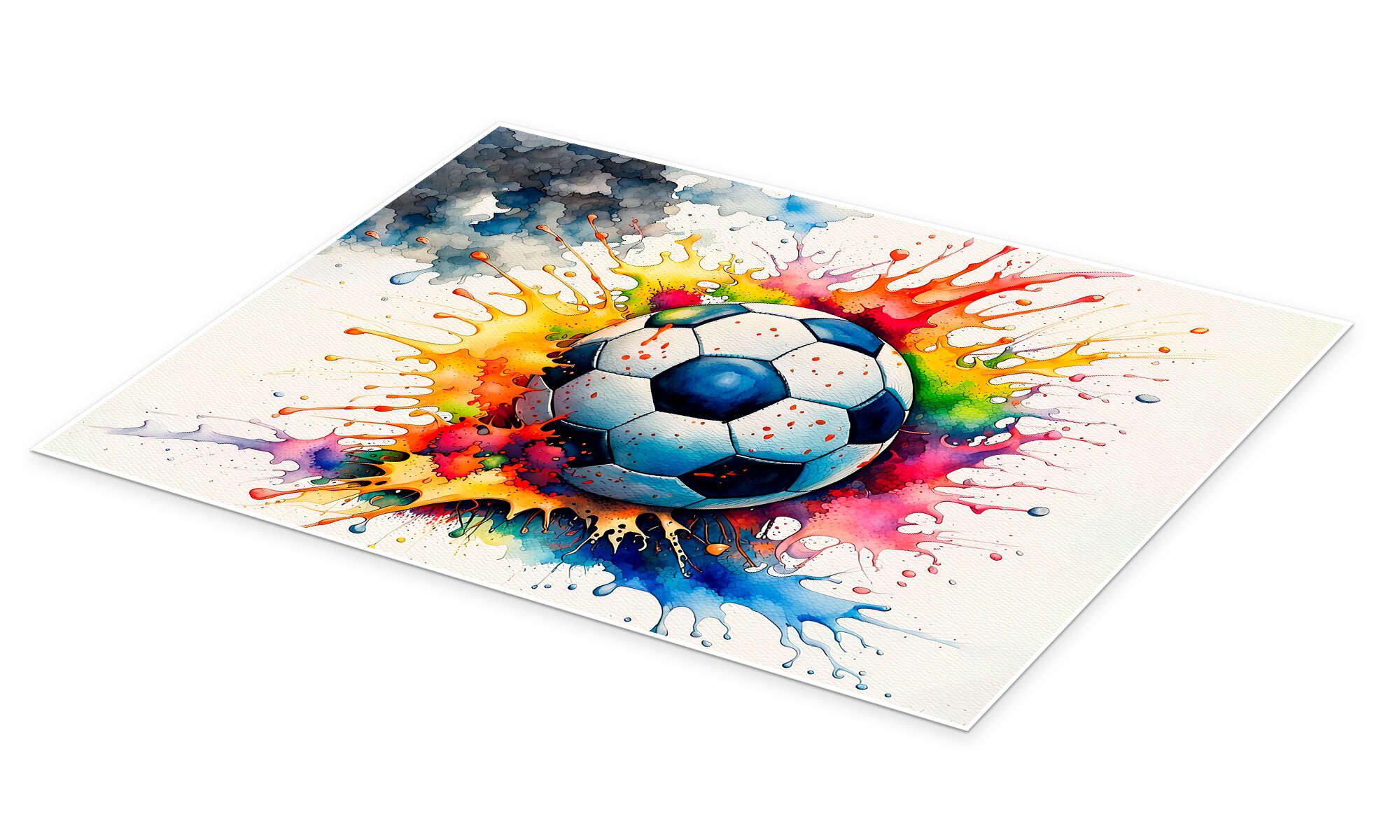Posterlounge Poster nobelart, Fußball in Aquarell, günstig online kaufen